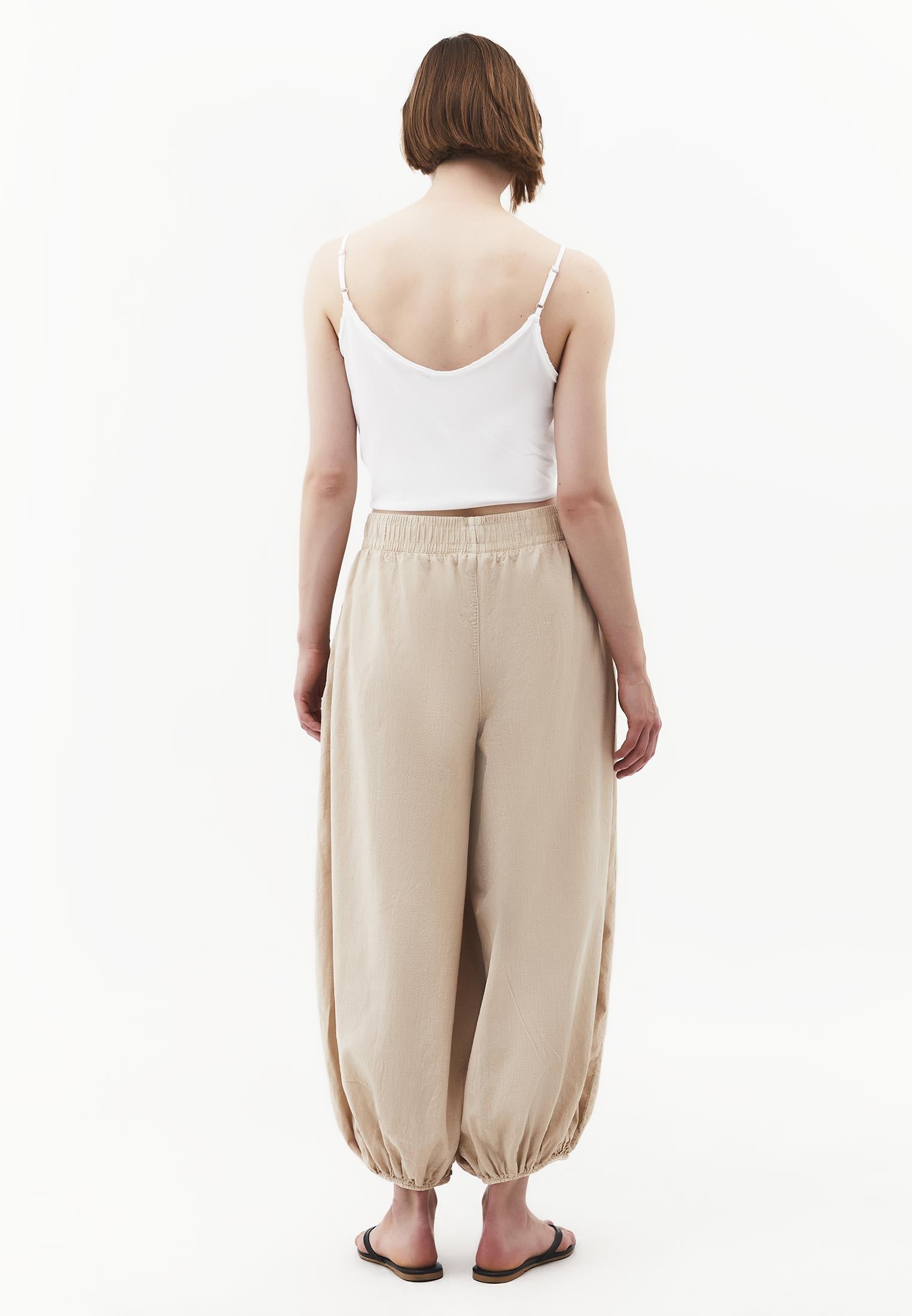 Balloon Fit Regular Waist Pleated Pants - ANTIK FEATHER GRAY