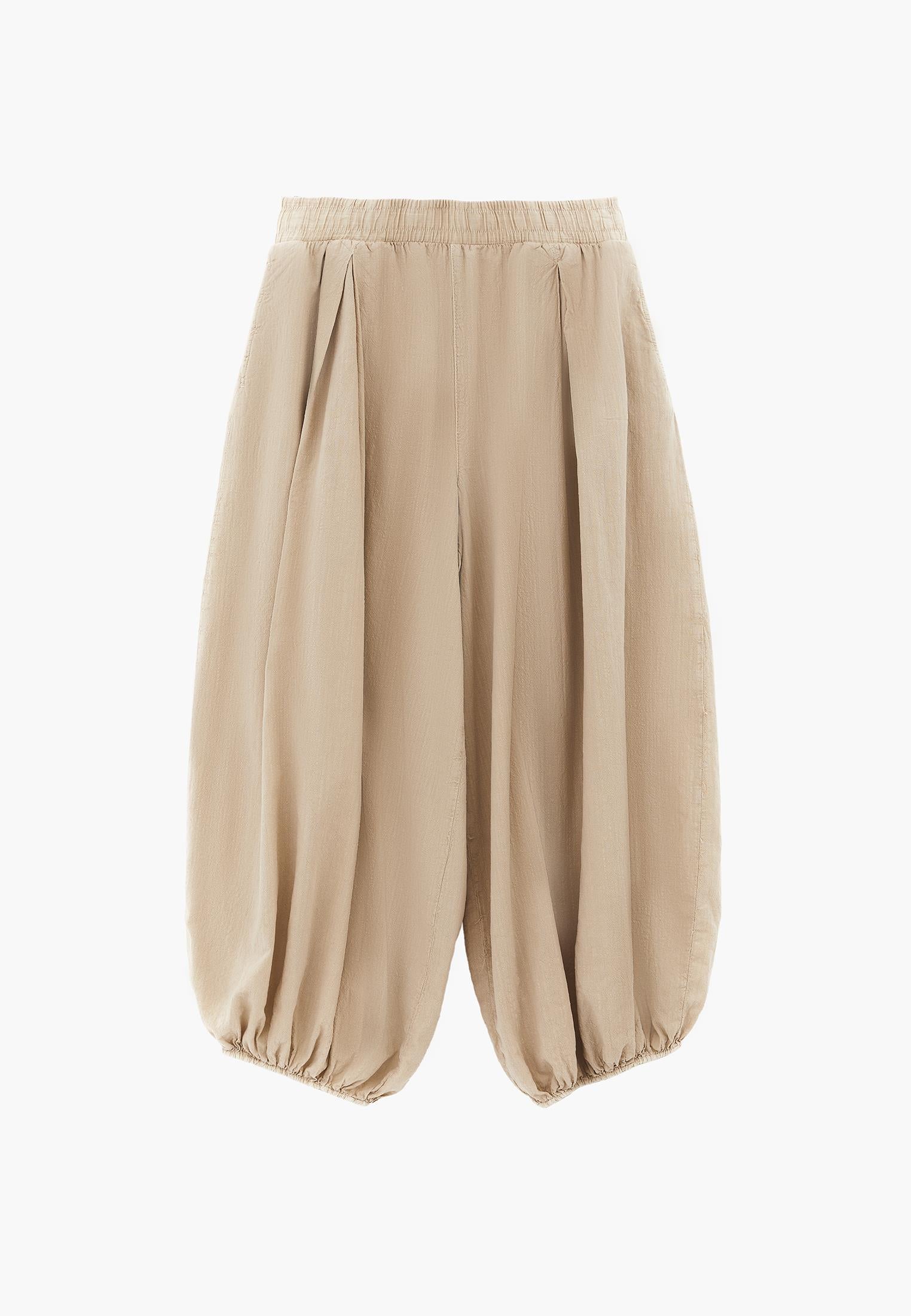 Balloon Fit Regular Waist Pleated Pants - ANTIK FEATHER GRAY
