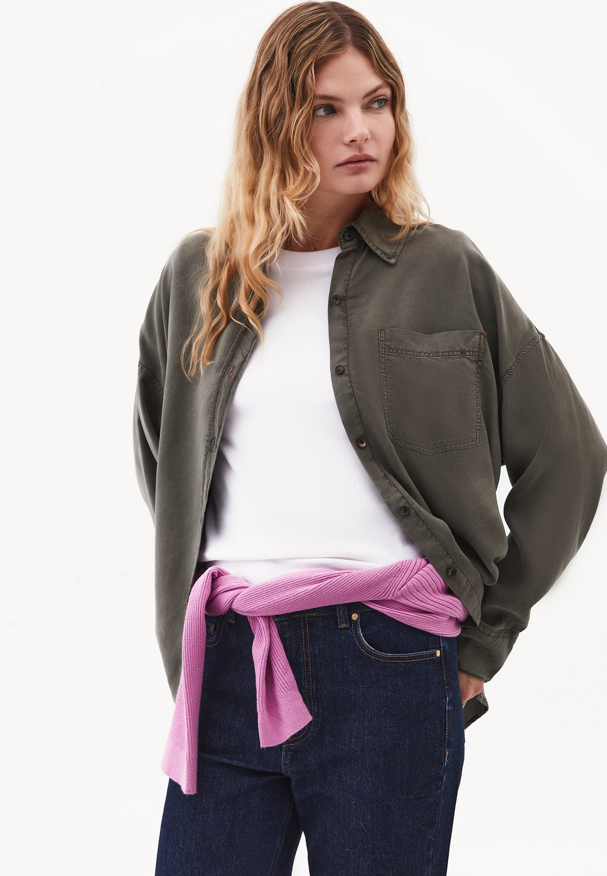 Long Sleeve Oversize Shirt Collar Woven Shirt - ANTIK KAMBABA