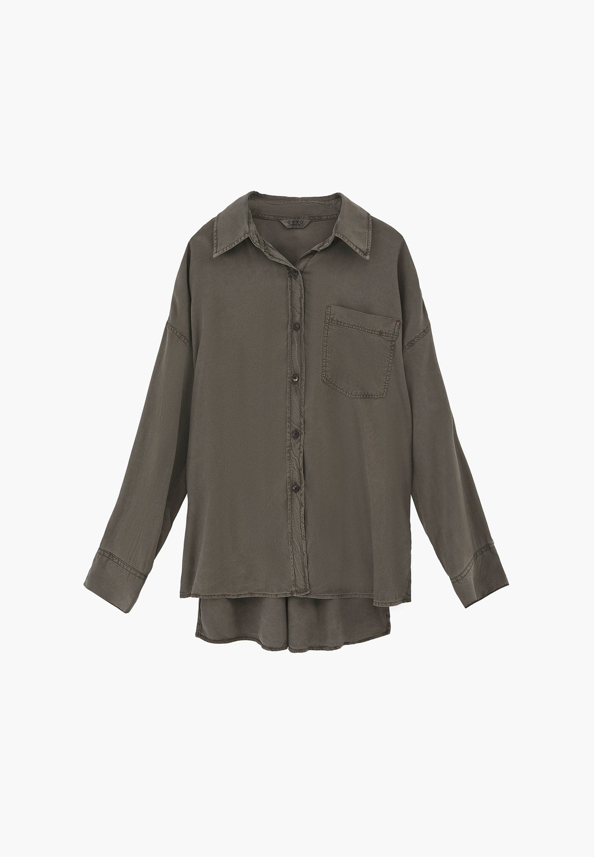 Long Sleeve Oversize Shirt Collar Woven Shirt - ANTIK KAMBABA