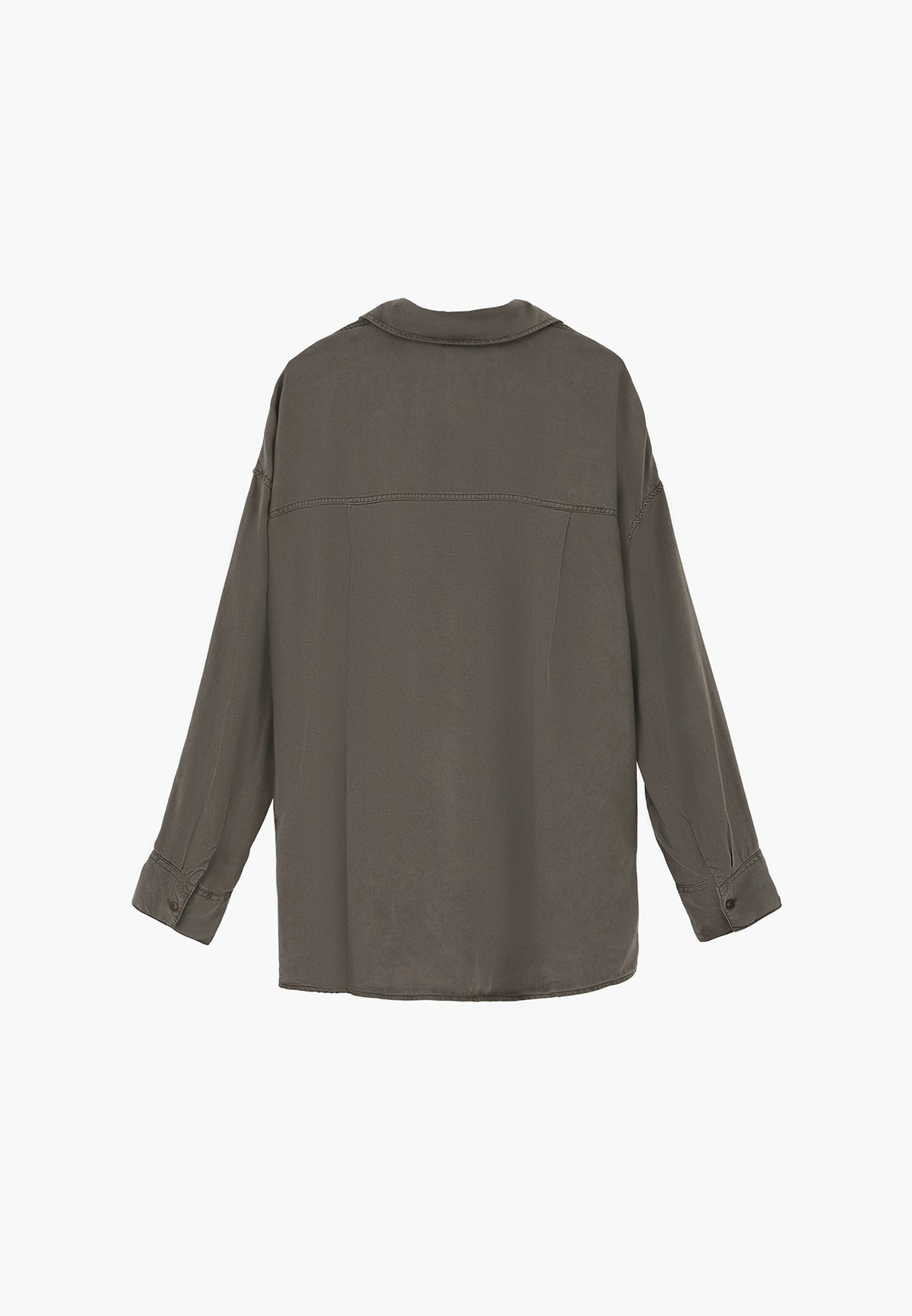 Long Sleeve Oversize Shirt Collar Woven Shirt - ANTIK KAMBABA