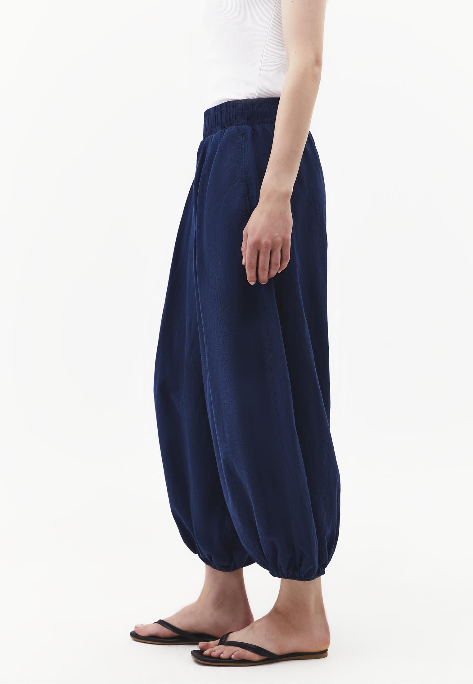 Balloon Fit Regular Waist Pleated Pants - ANTIK NAVY PEONY