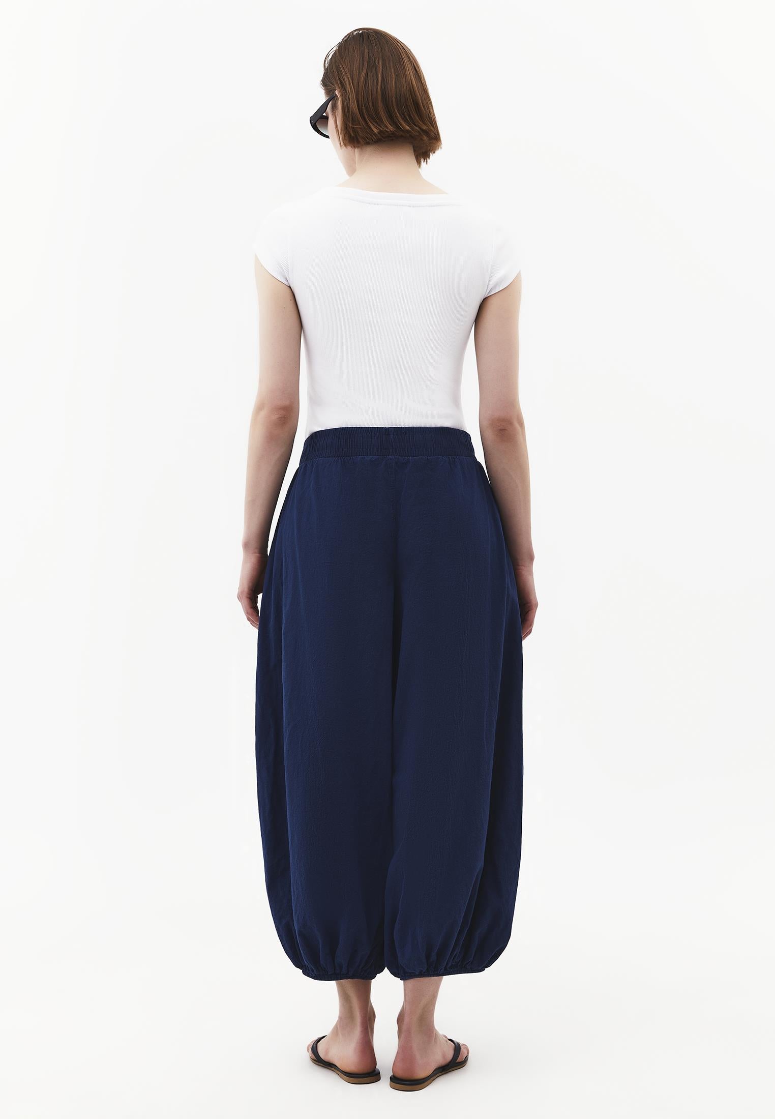 Balloon Fit Regular Waist Pleated Pants - ANTIK NAVY PEONY