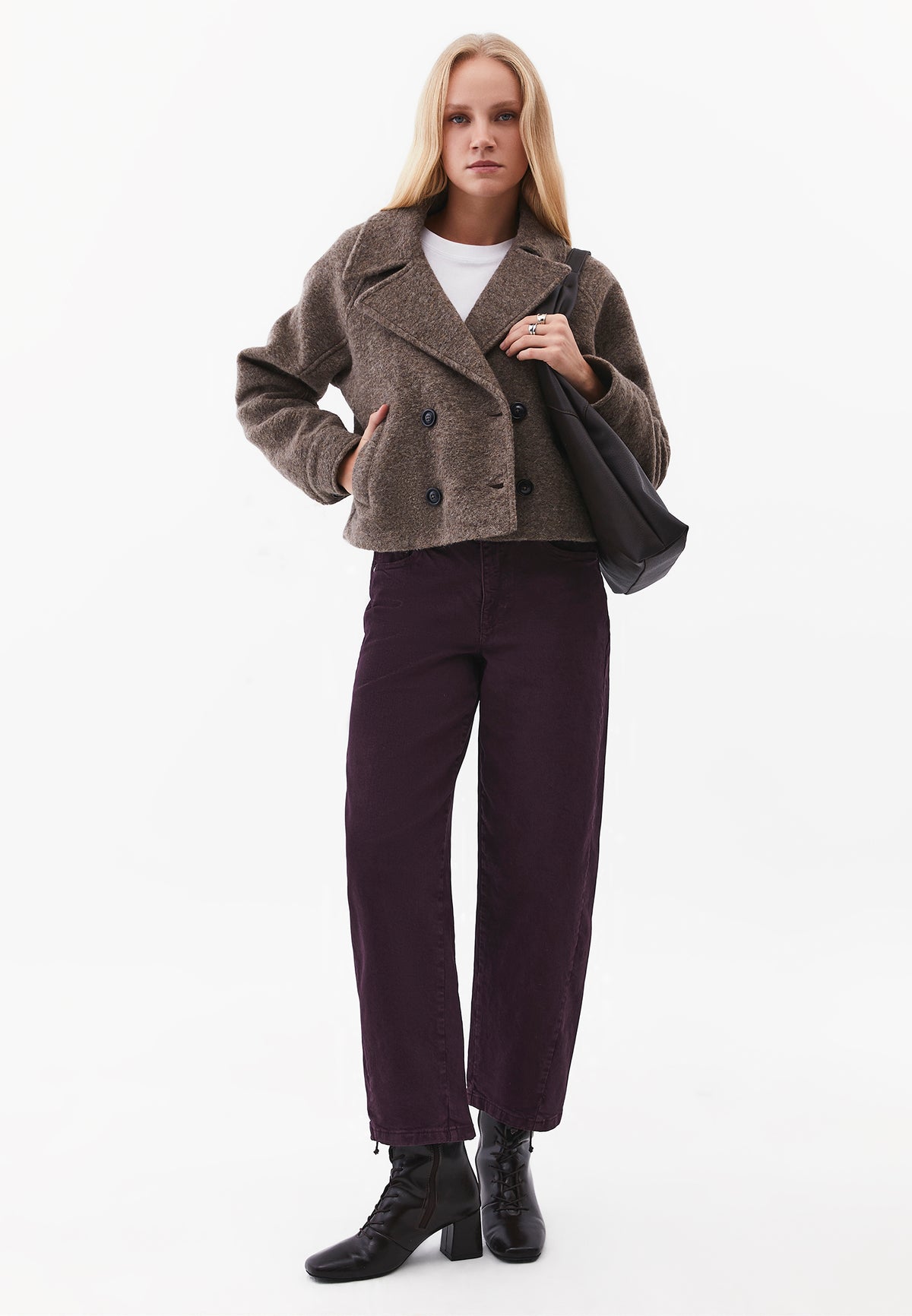 Barrel Standard Regular Waist Woven Pants - ANTIK PLUM PERFECT