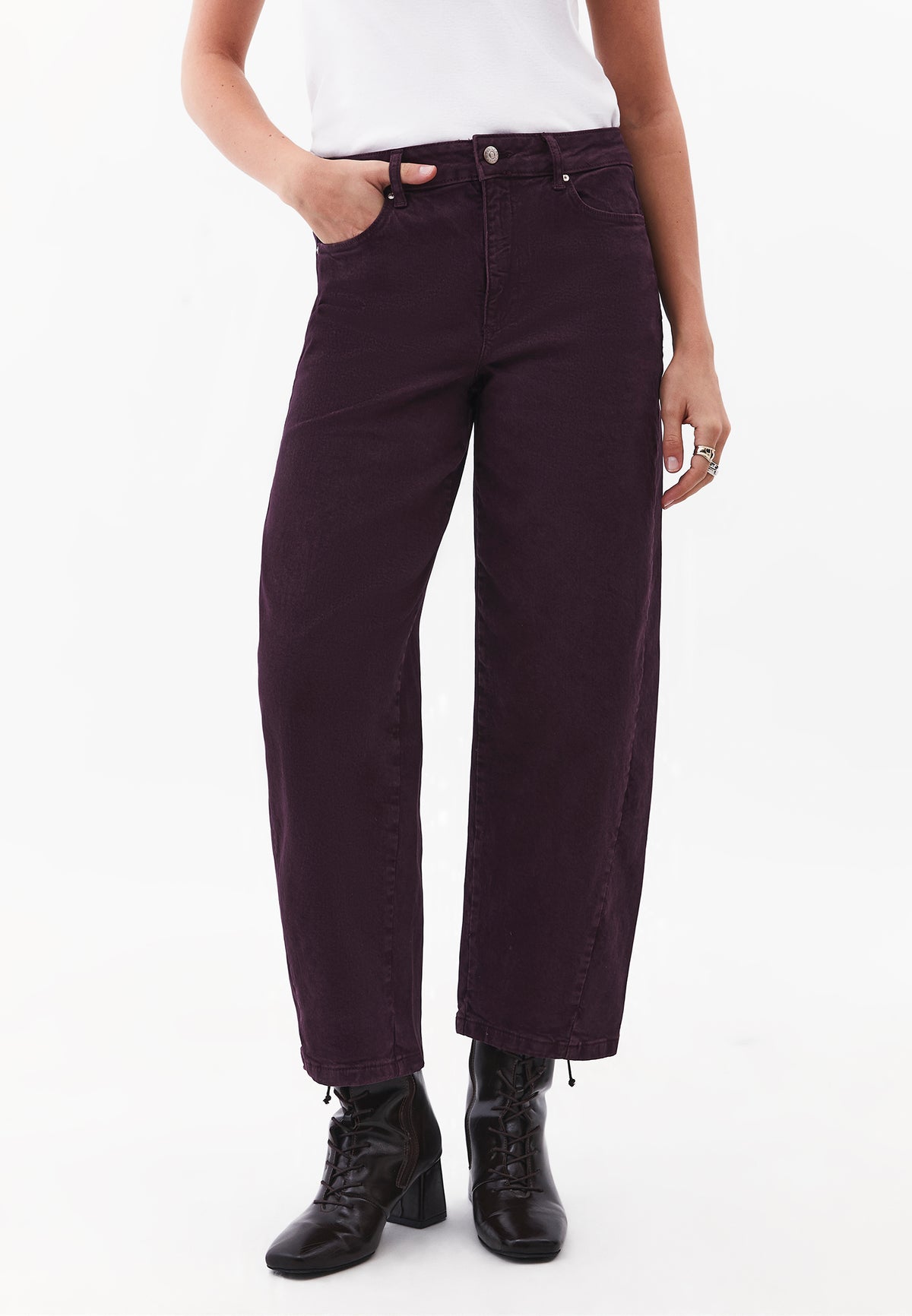 Barrel Standard Regular Waist Woven Pants - ANTIK PLUM PERFECT