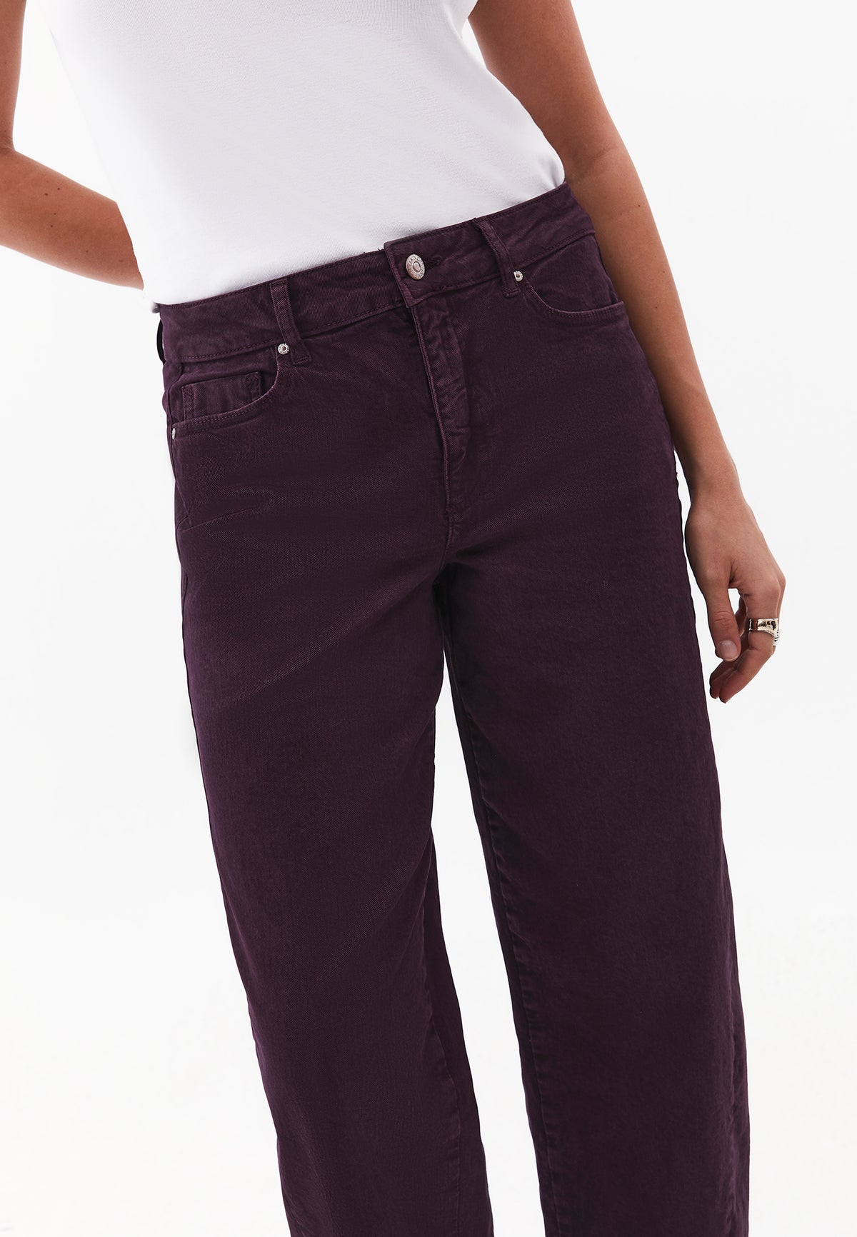 Barrel Standard Regular Waist Woven Pants - ANTIK PLUM PERFECT