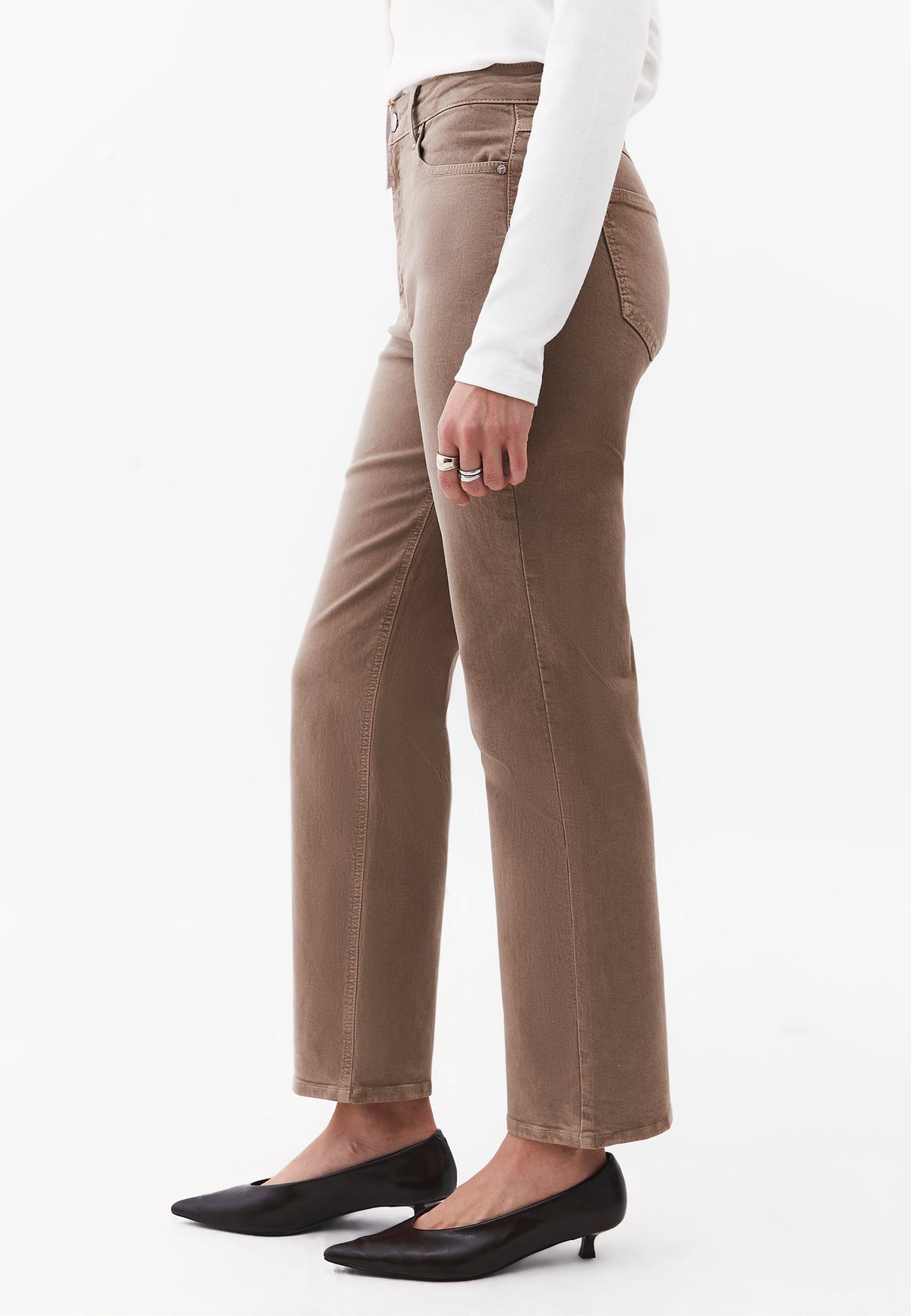 Ultra High Waist Straight Leg Pants - Anthracite