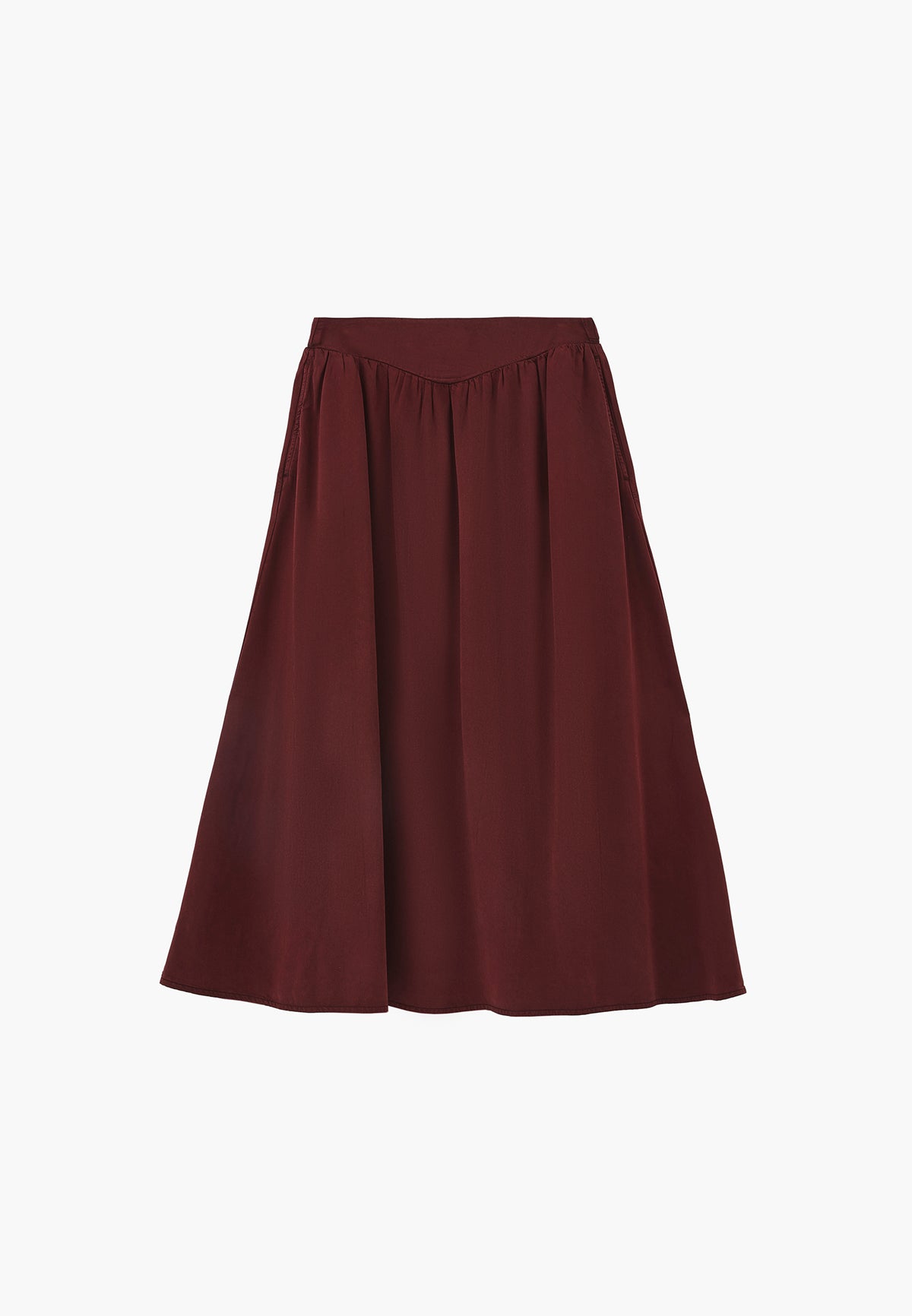 Ultra High Waist Long A-Line Woven Skirt - ANTIK RUM RAISIN