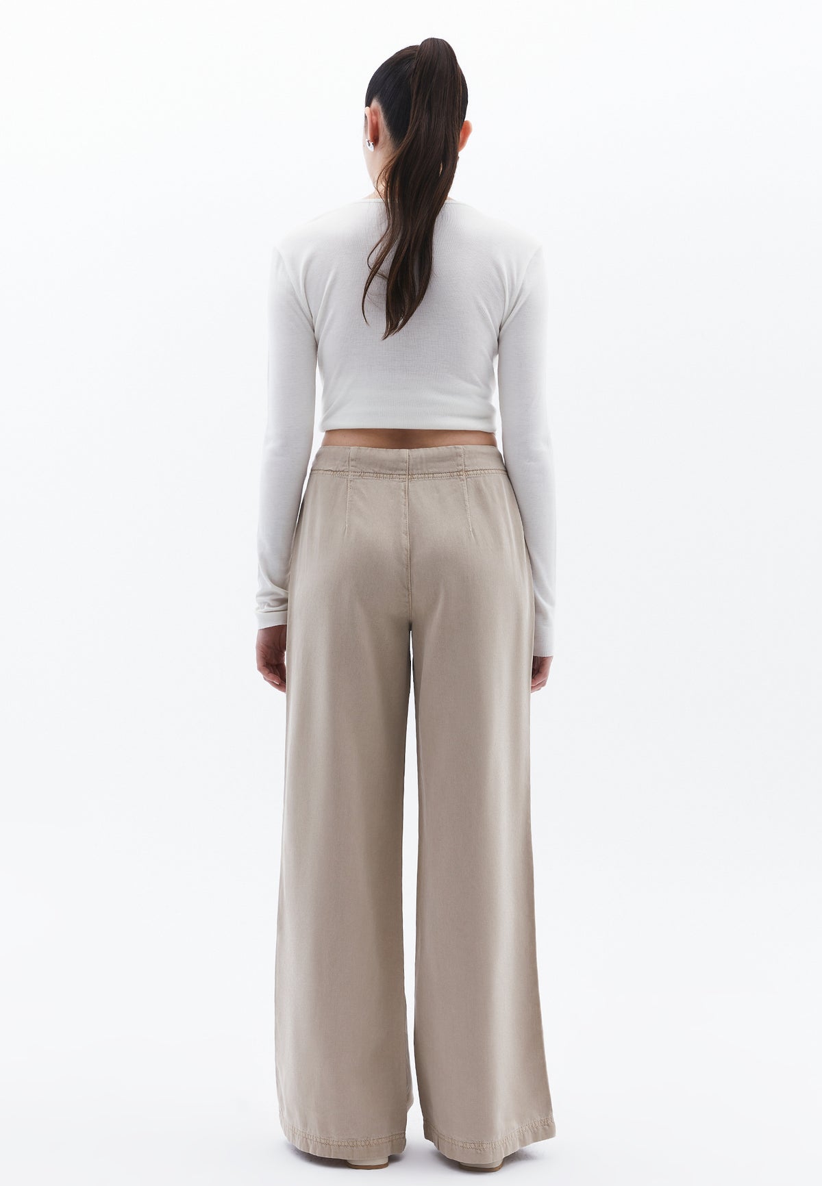 Wide Leg Trousers - Beige