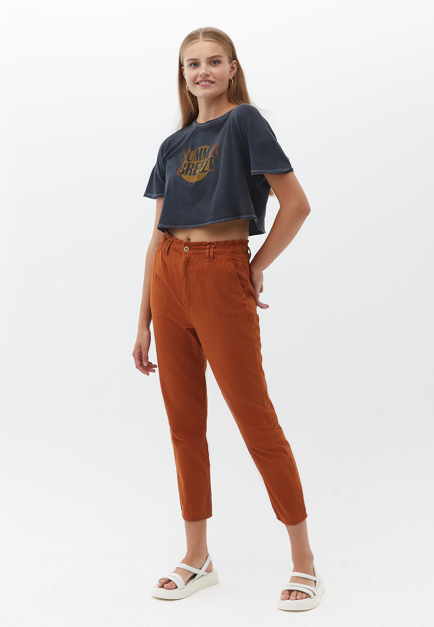 Baggy cotton trousers - ANTIK UMBER