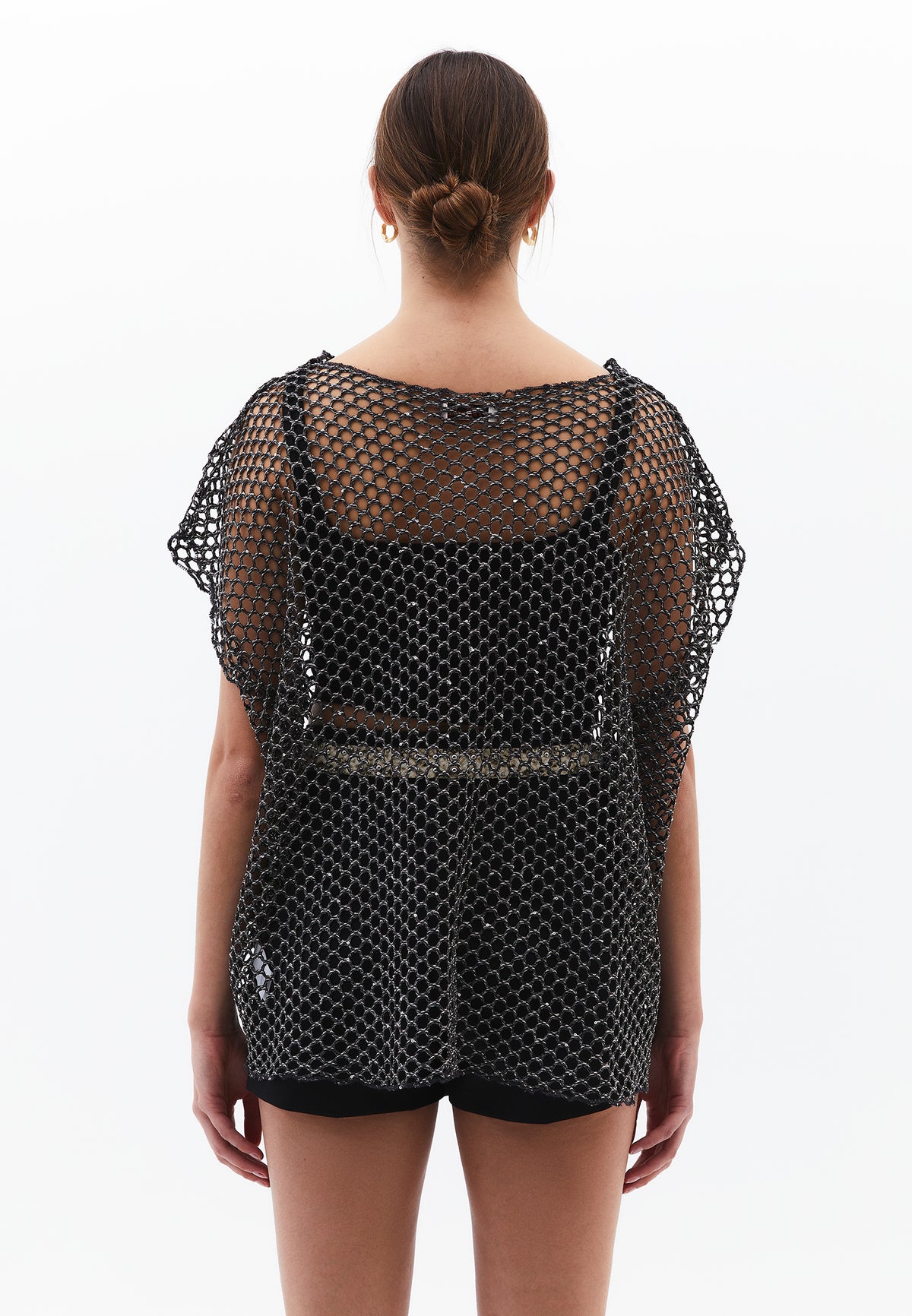 Oversize Boat Neck Tunic Blouse - Grey