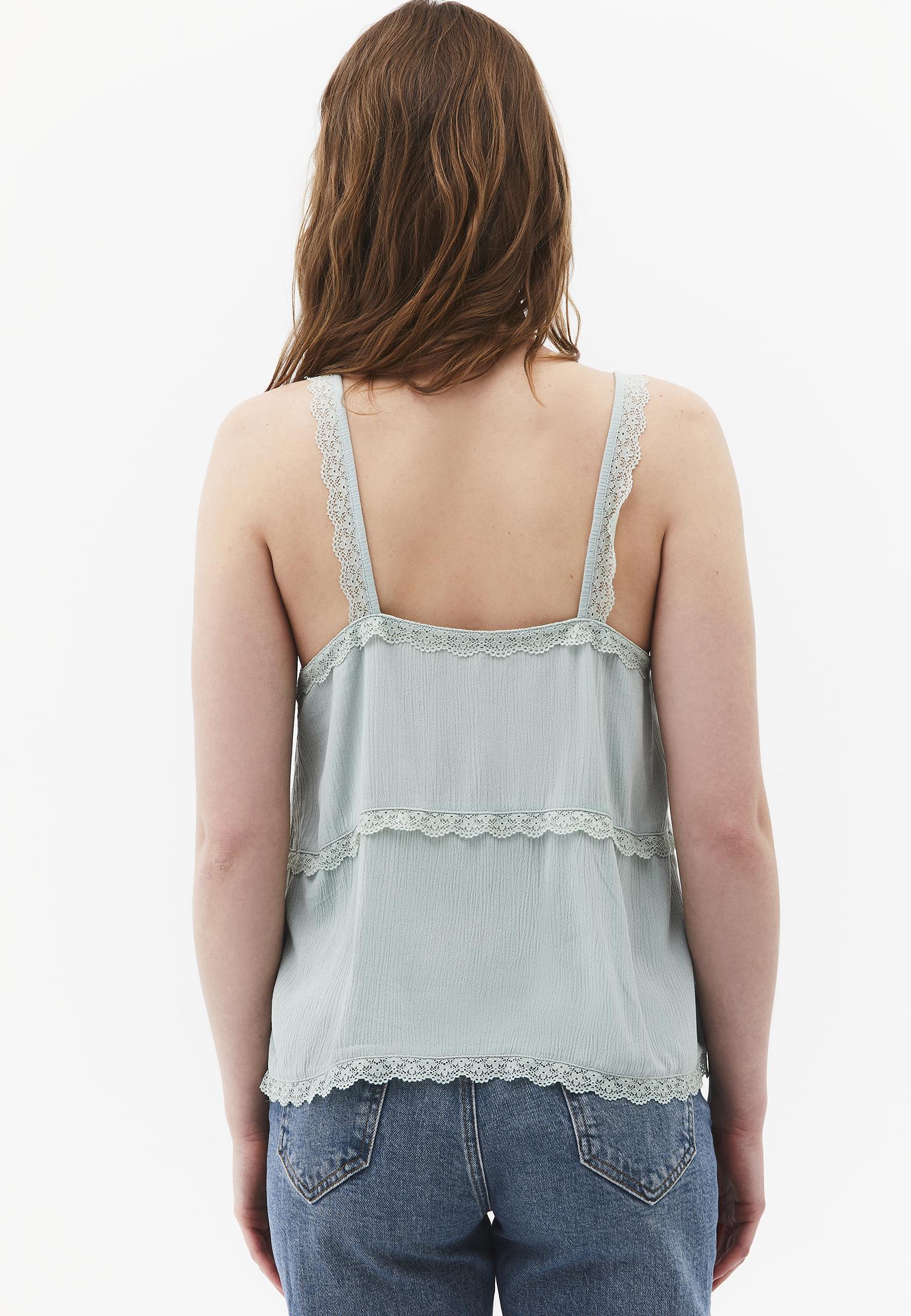 Bohemian V Neck Sleeveless Blouse - AQUA GRAY