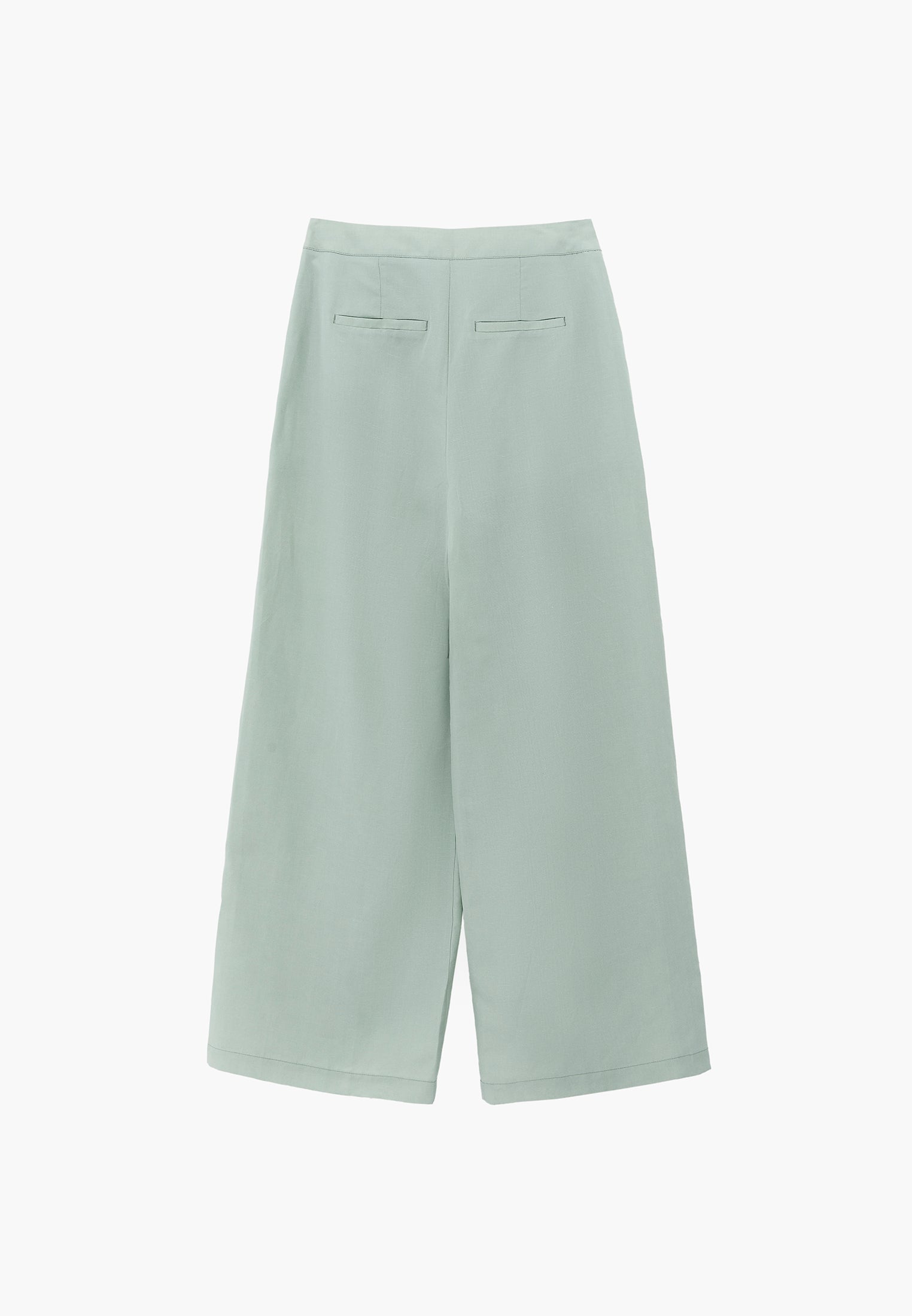 Belted High Waist Wide Leg Pants - AQUA GRAY