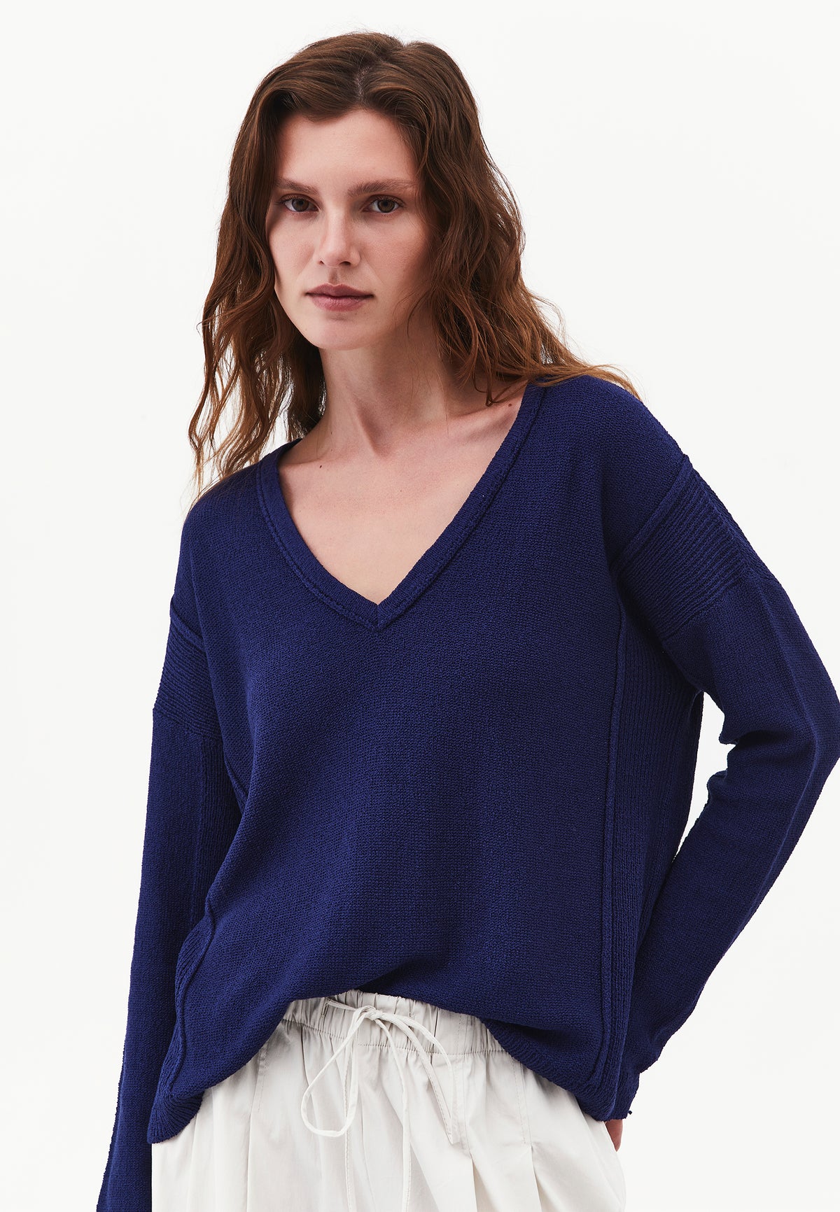 Oversize Tunic Sweater V Neck - BEACON BLUE