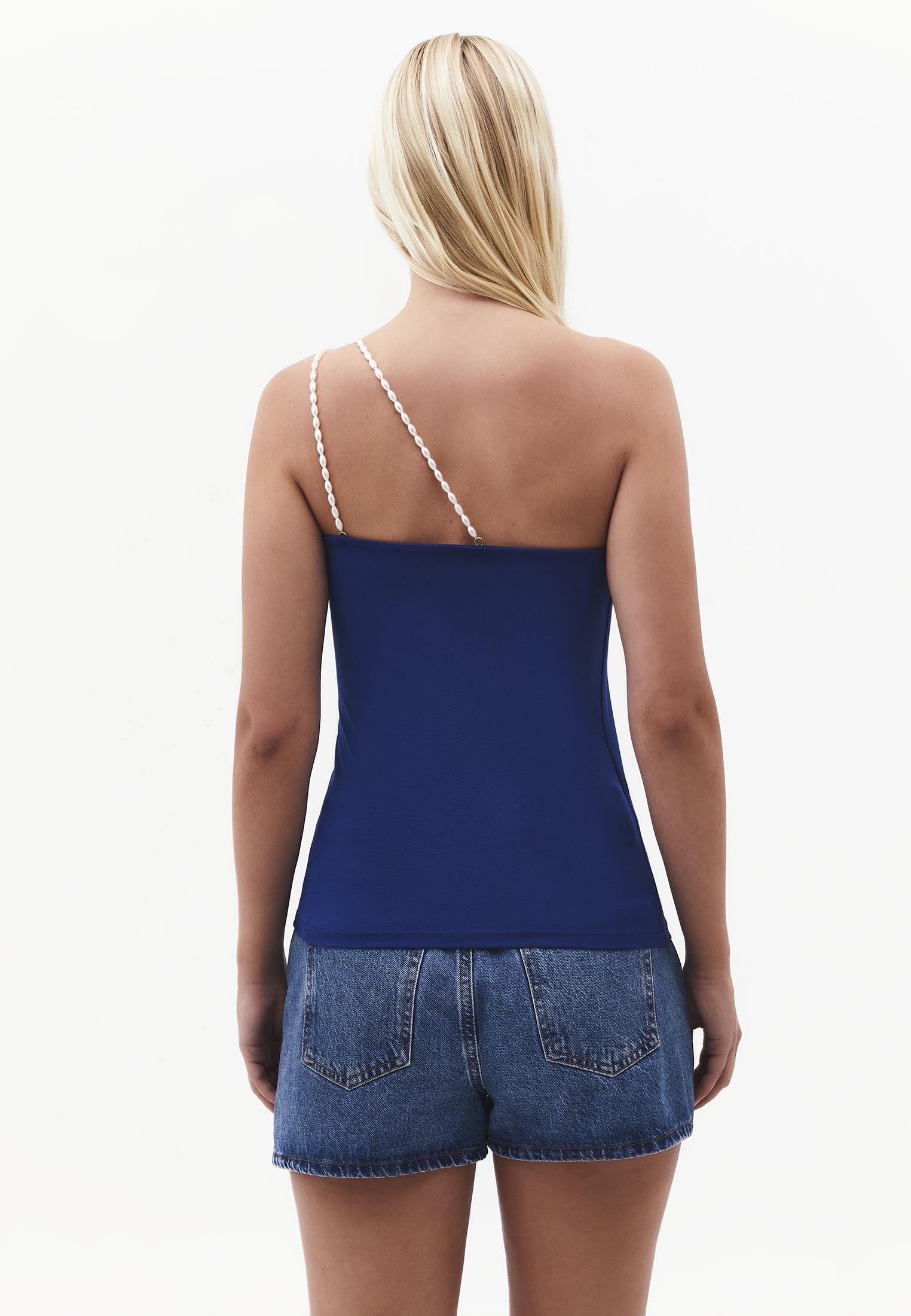 One Shoulder Bodycon Tank - BELLWETHER BLUE