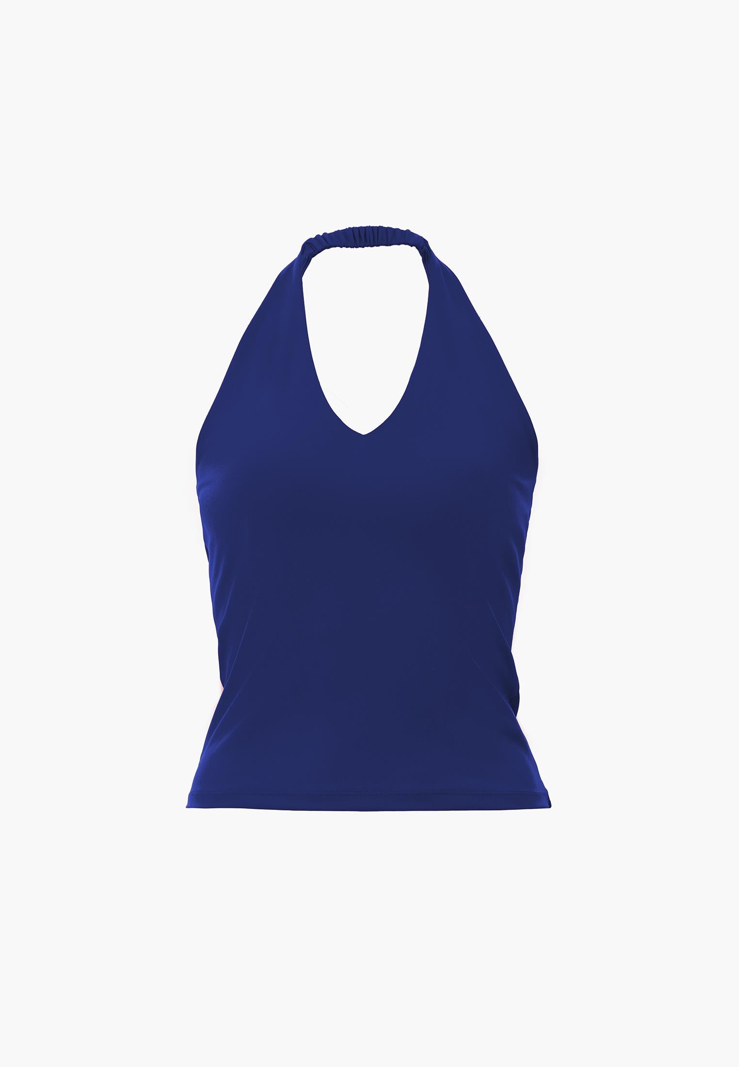 Halter Neck Button Detailed Blouse - BELLWETHER BLUE