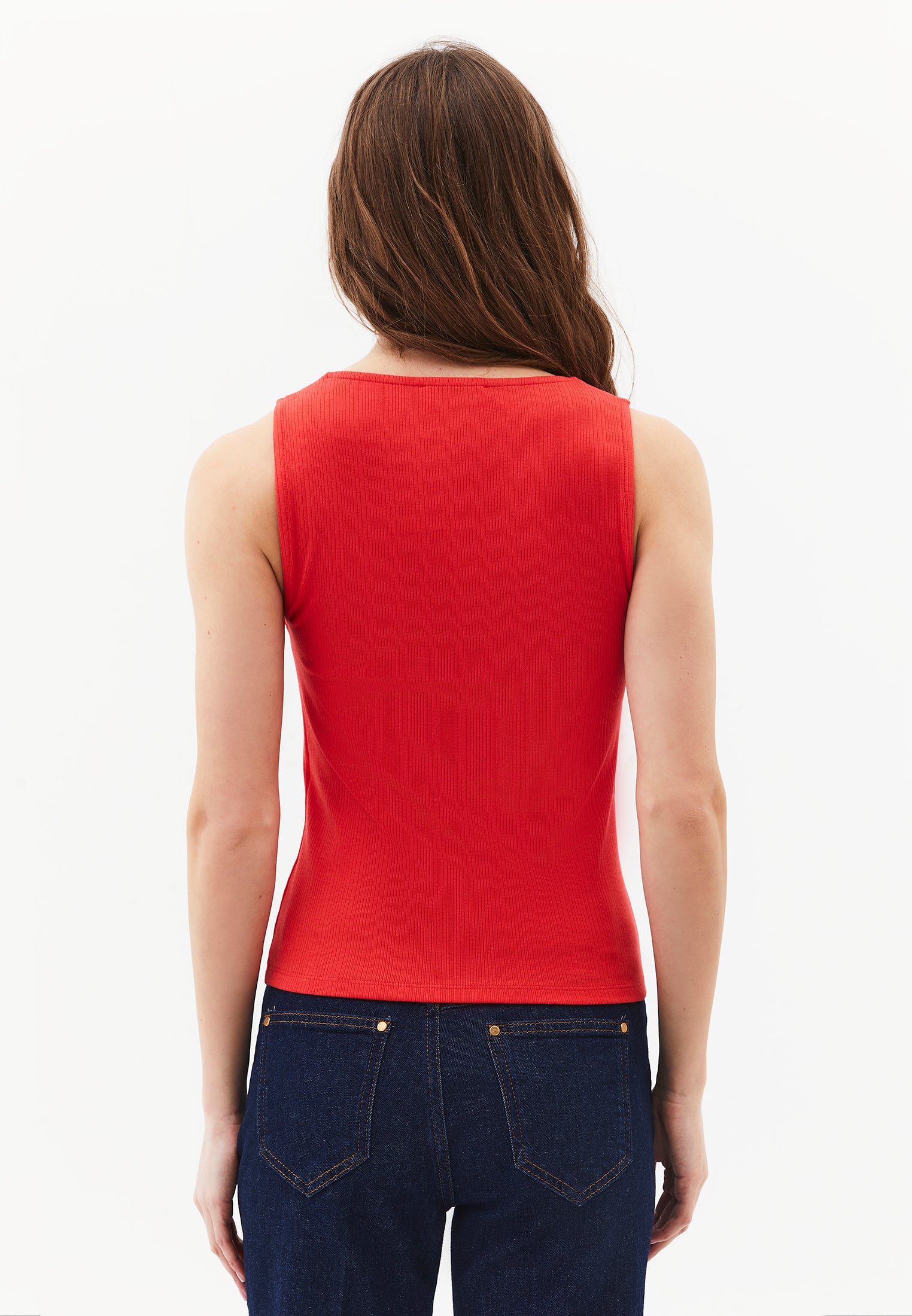 Wide Neck Buckle Detail Tank Top - BITTERSWEET
