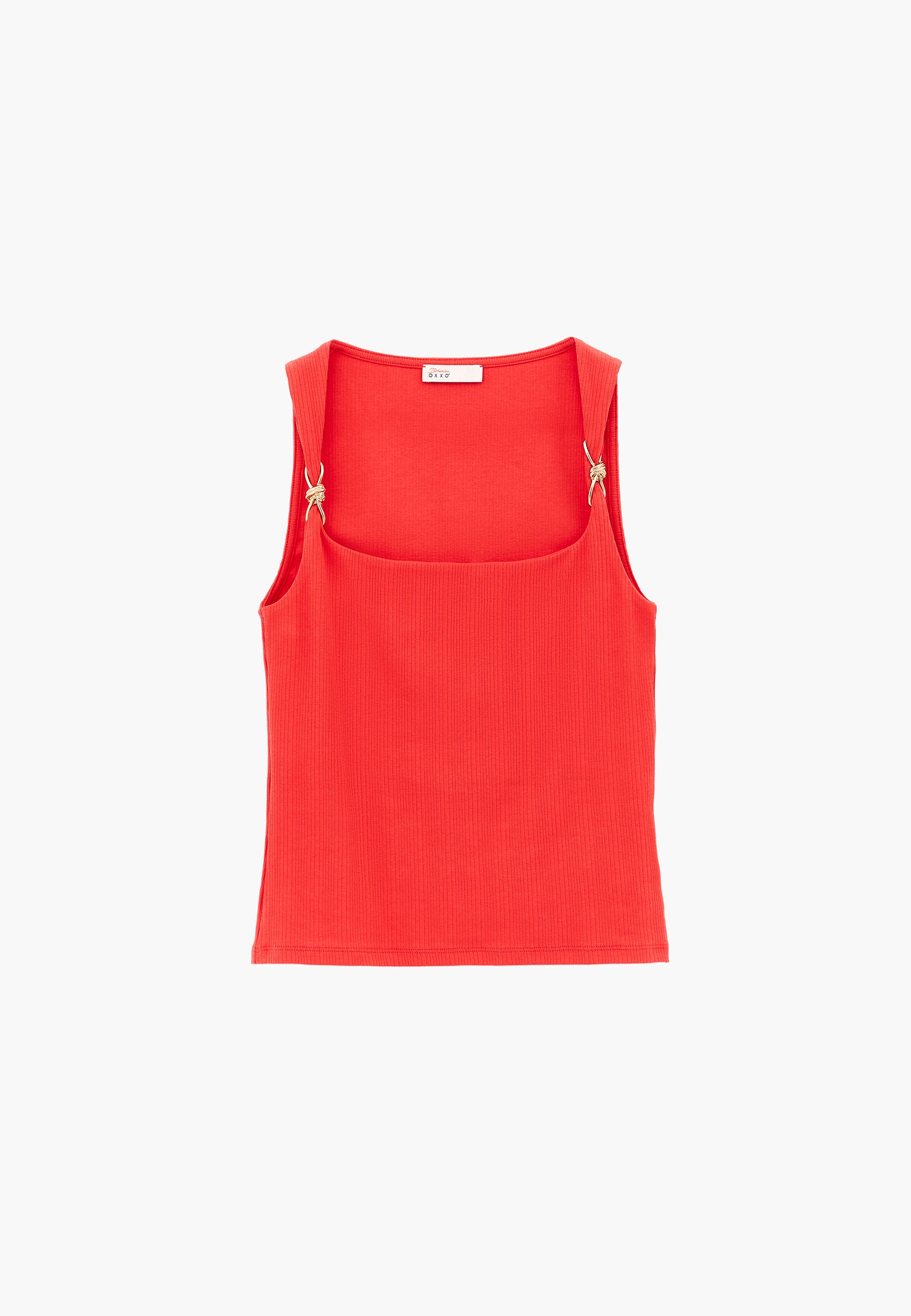 Wide Neck Buckle Detail Tank Top - BITTERSWEET