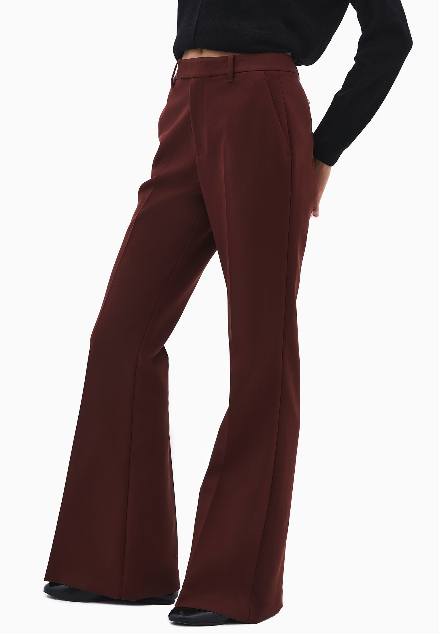 Spanish flare high waist pants - BITTER CHOCOLATE