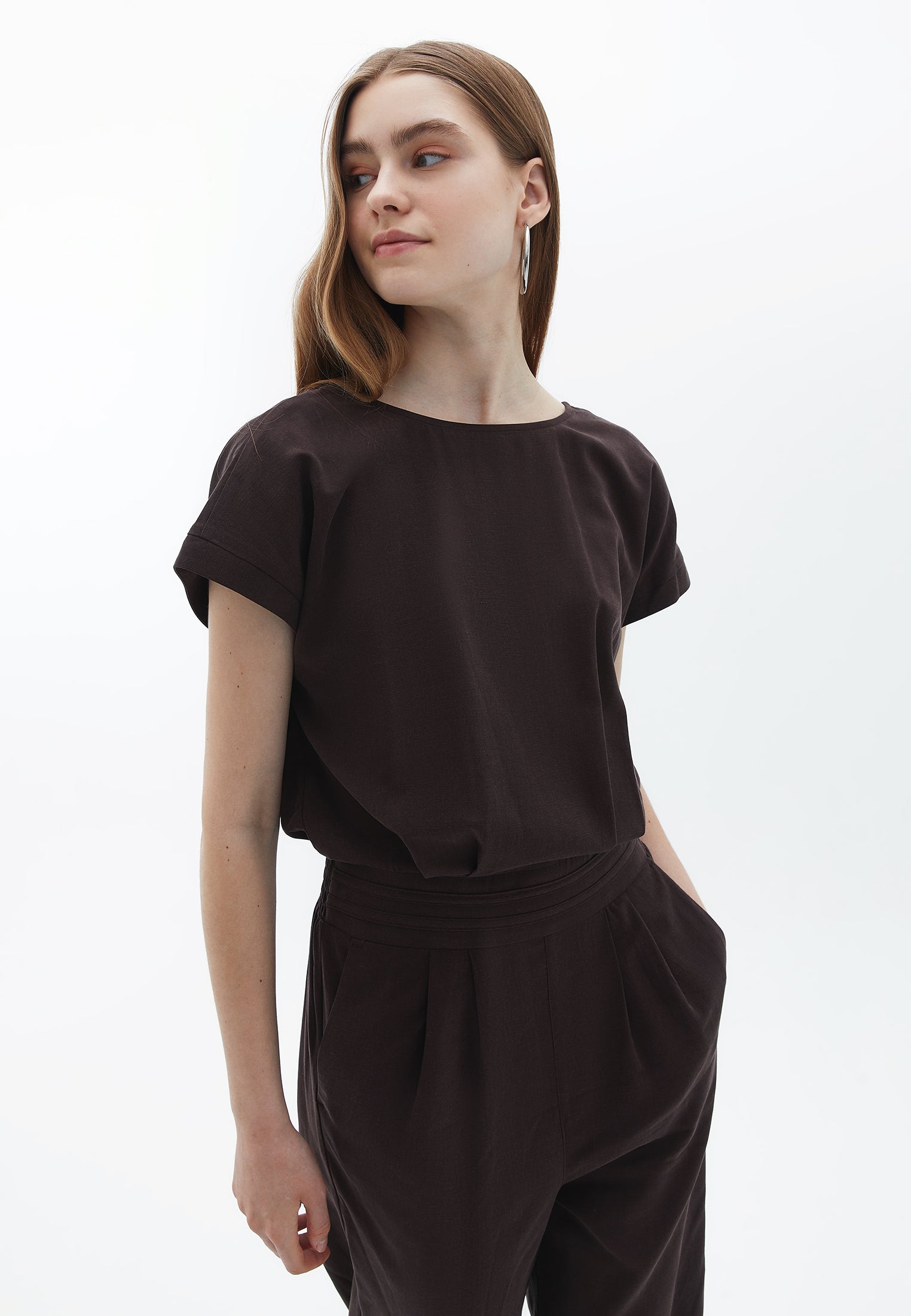 BELTED JUMPSUIT - BLACK COFFEE