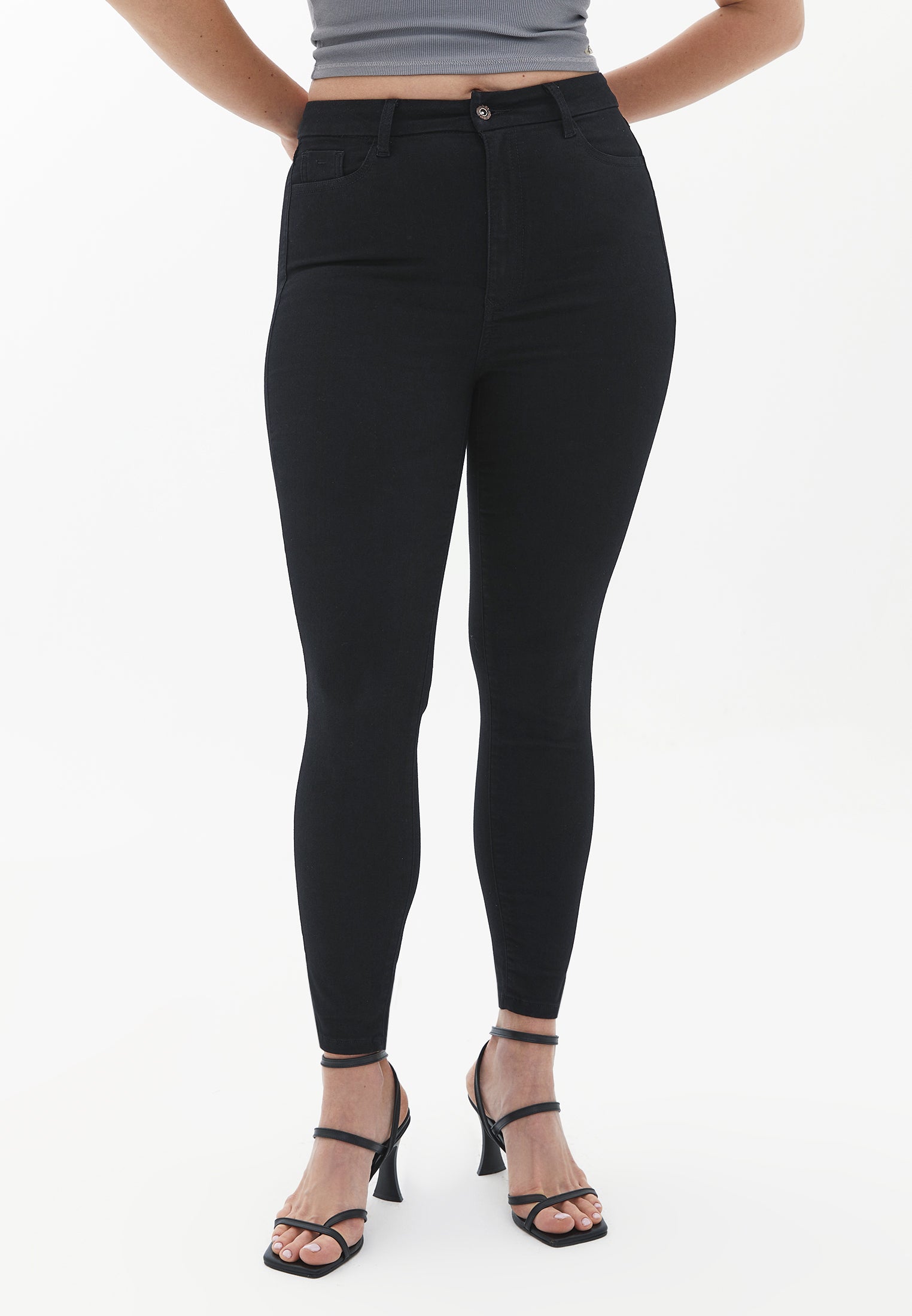Ultra high waist jeans leggings - BLACK DENIM