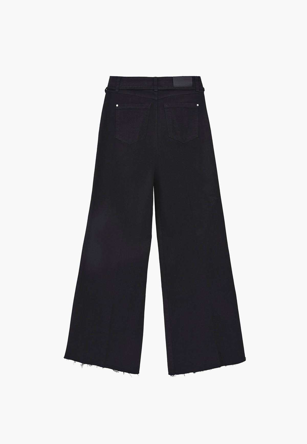 Wide Leg Belted Trousers - Black