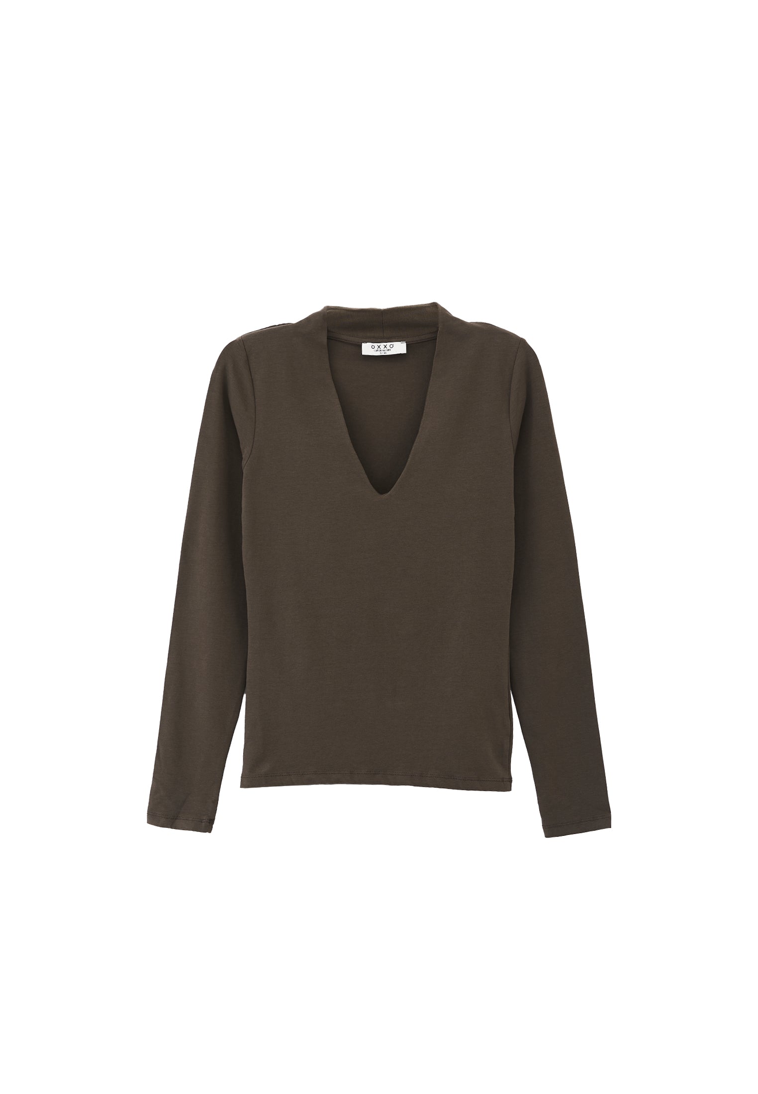 V neck long sleeve t-shirt - BLACK OLIVE