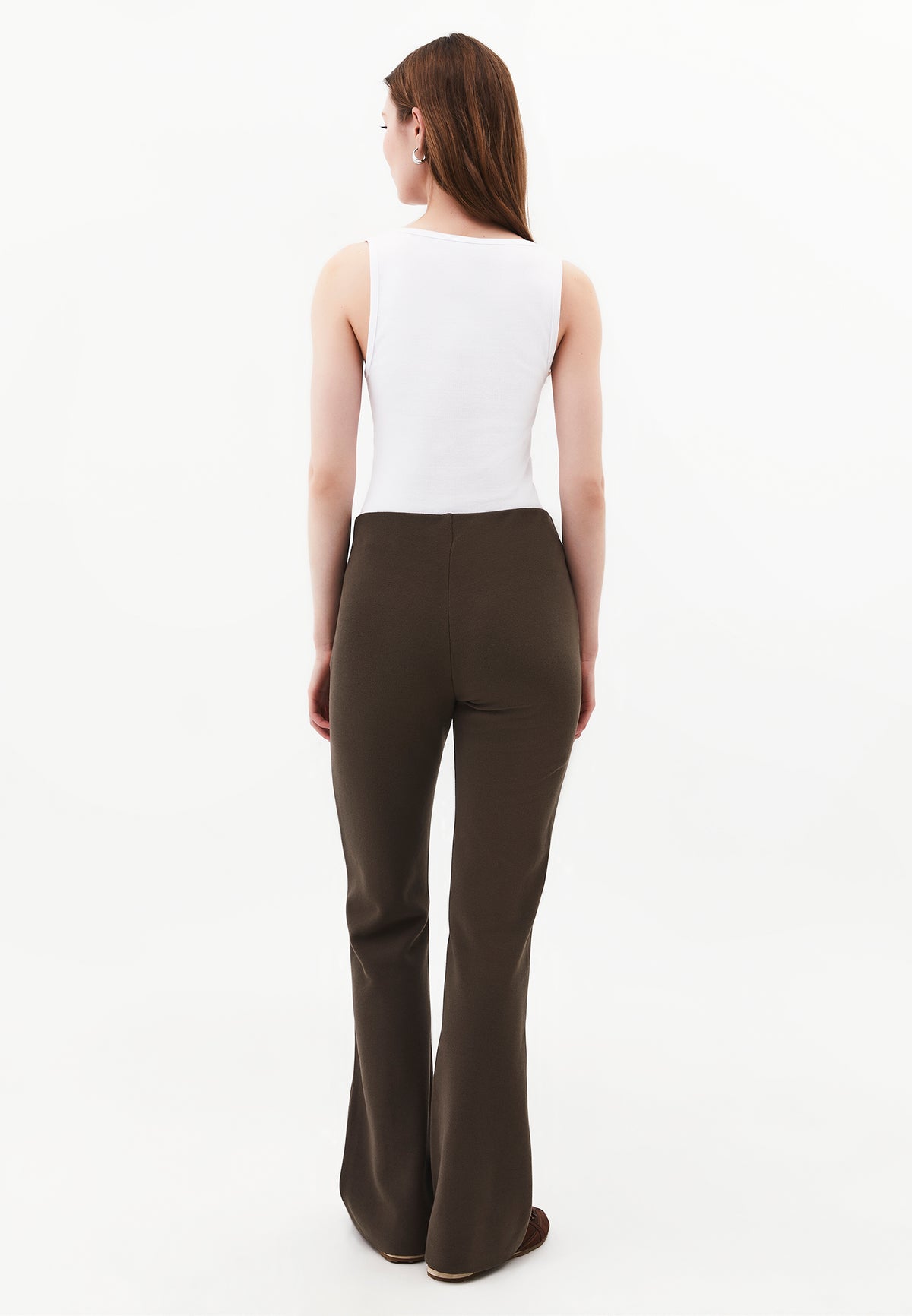 High Waist Flared Spanish Trousers - Brown