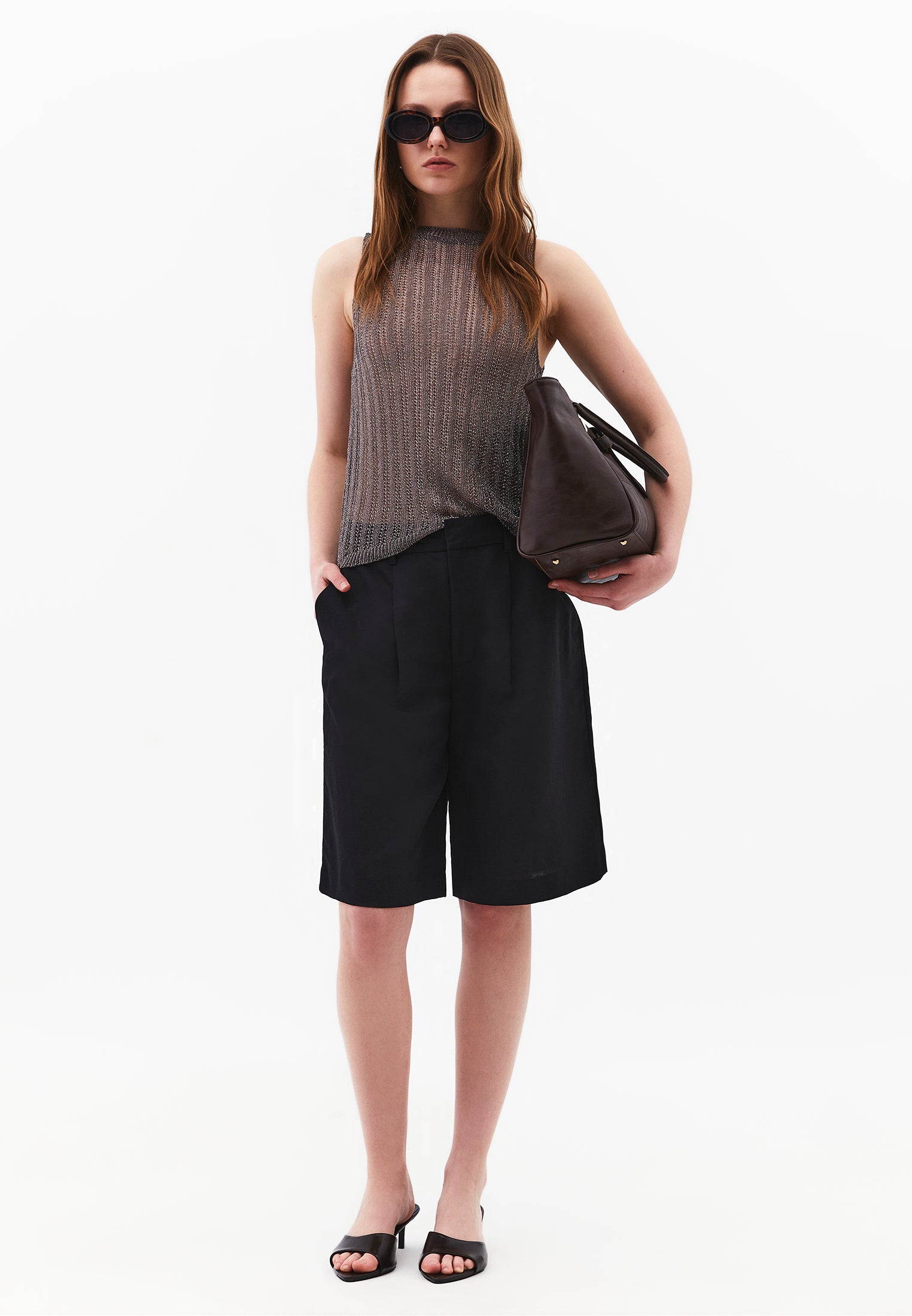 Standard Crew Neck Relaxed Tank Top - BLACK SAND