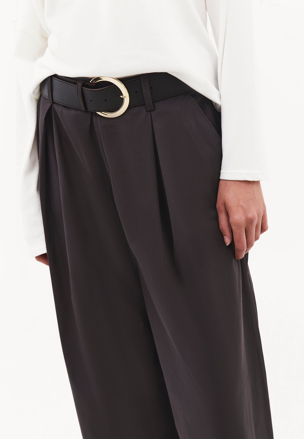High Waist Belted Wide Leg Culotte Pants - Grey