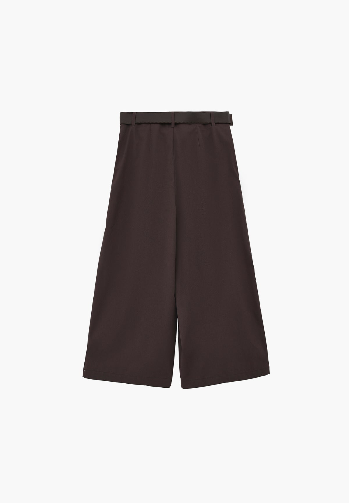 High Waist Belted Wide Leg Culotte Pants - Grey