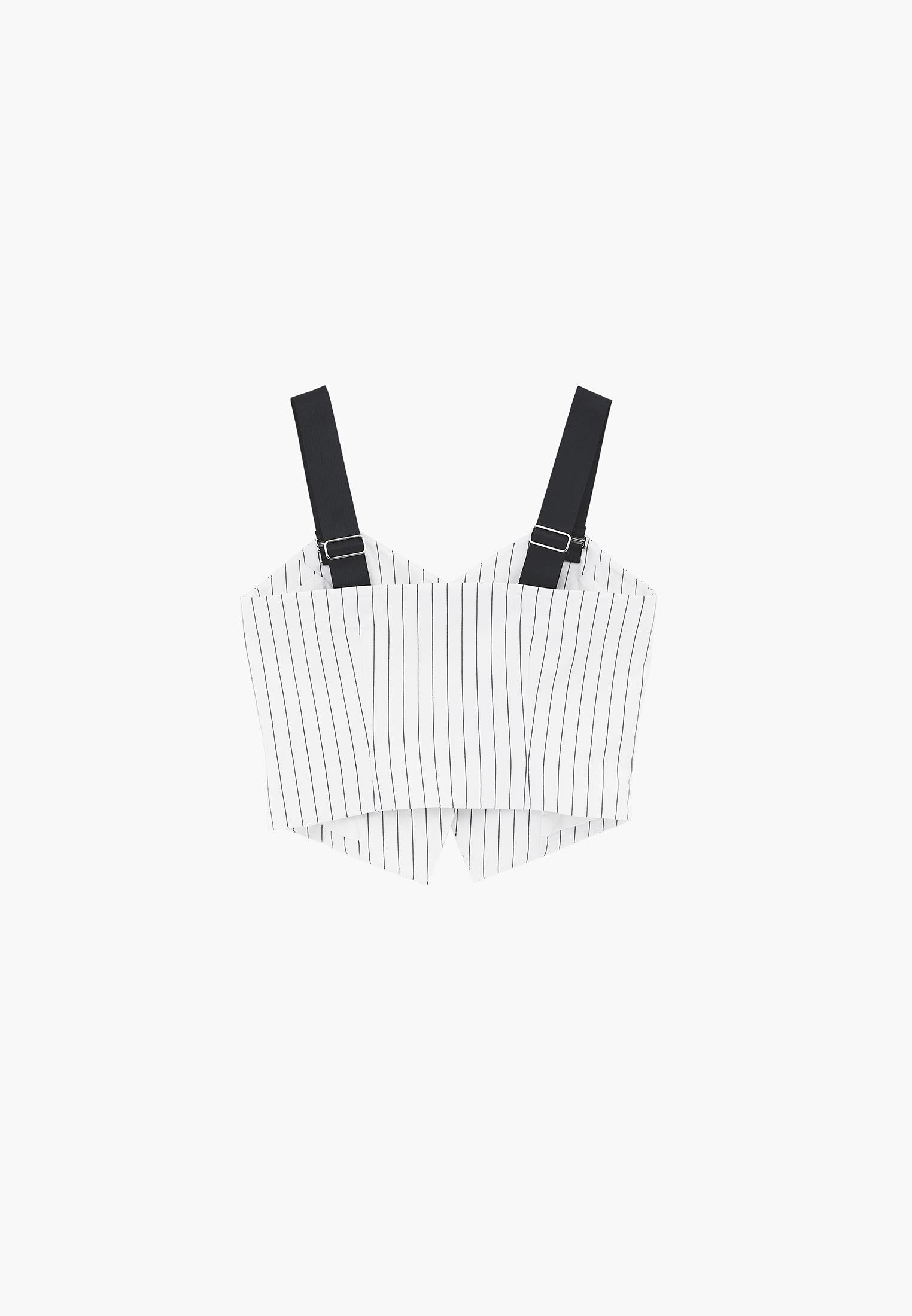 Standard Length V-Neck Striped Vest - BLACK STRIPE COMB