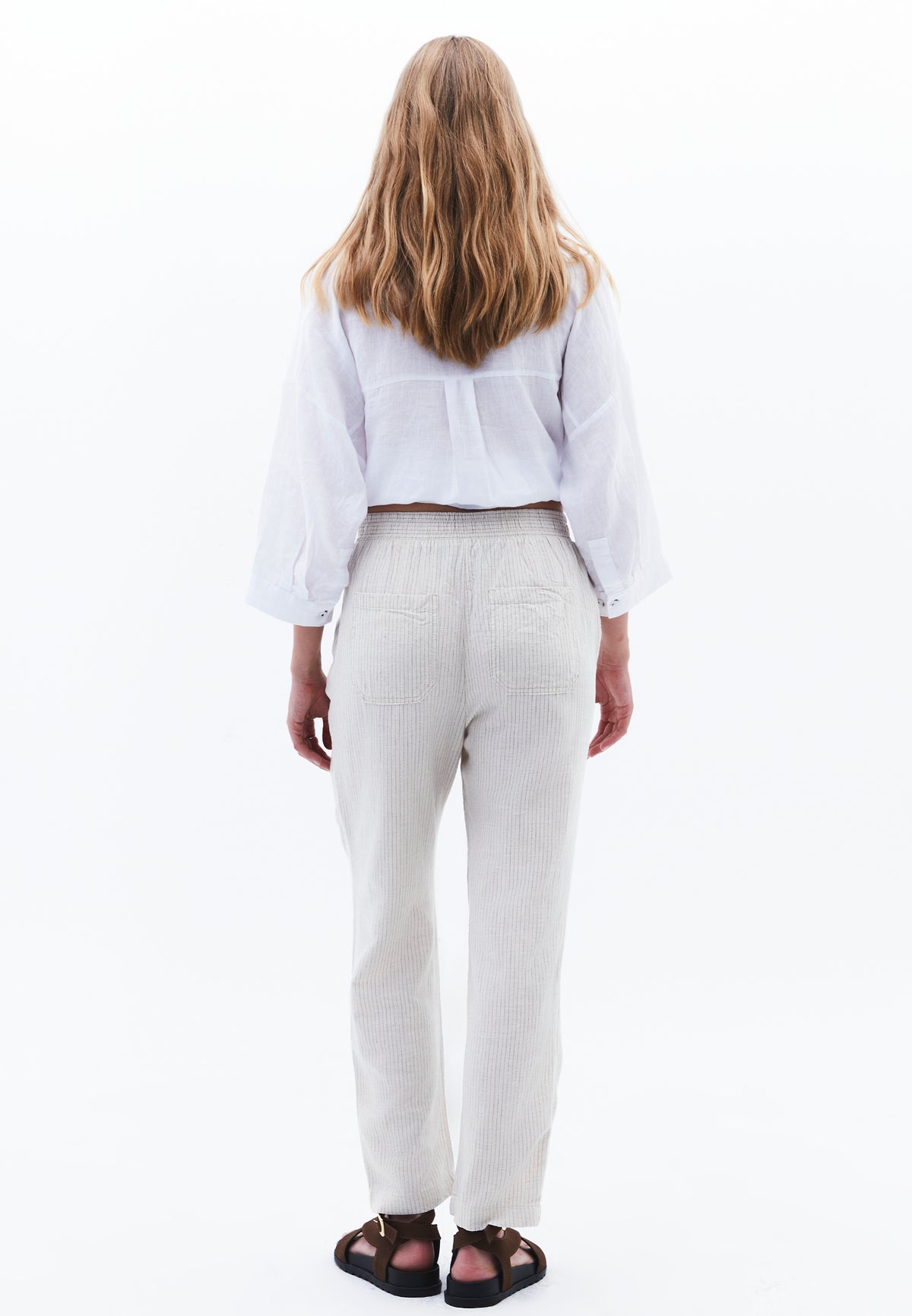 High Waist Carrot Pants - BLACK STRIPE
