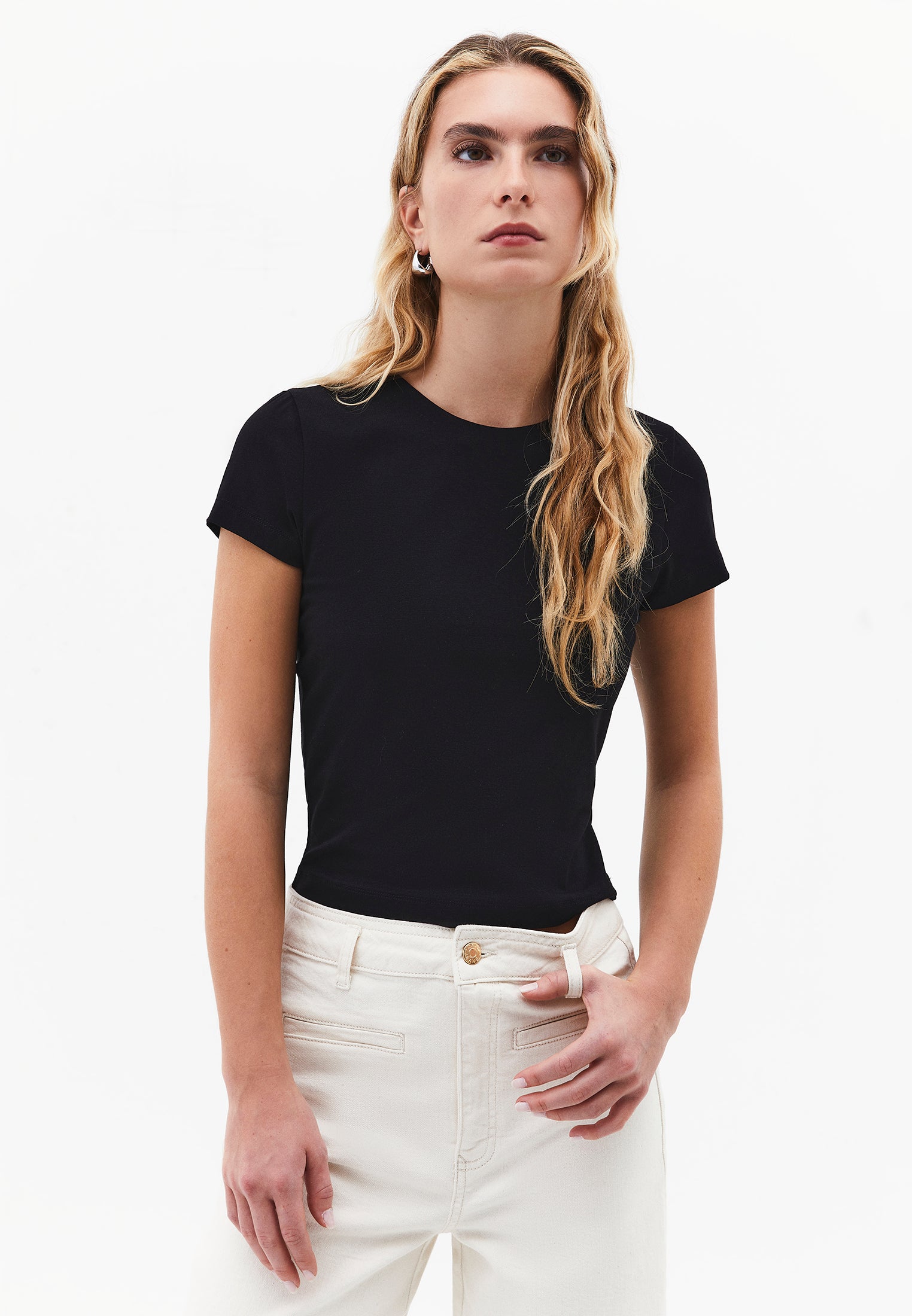 Bodycon T-Shirt Crew Neck - BLACK