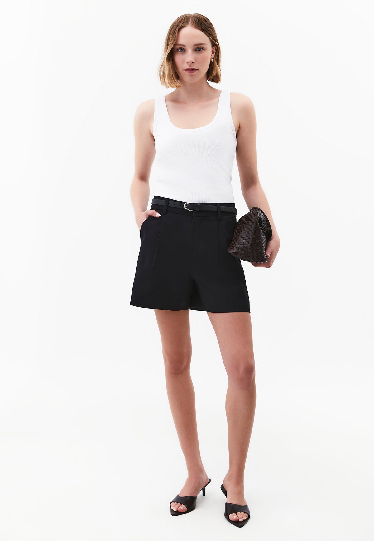 High Waist Shorts With Pockets - Black