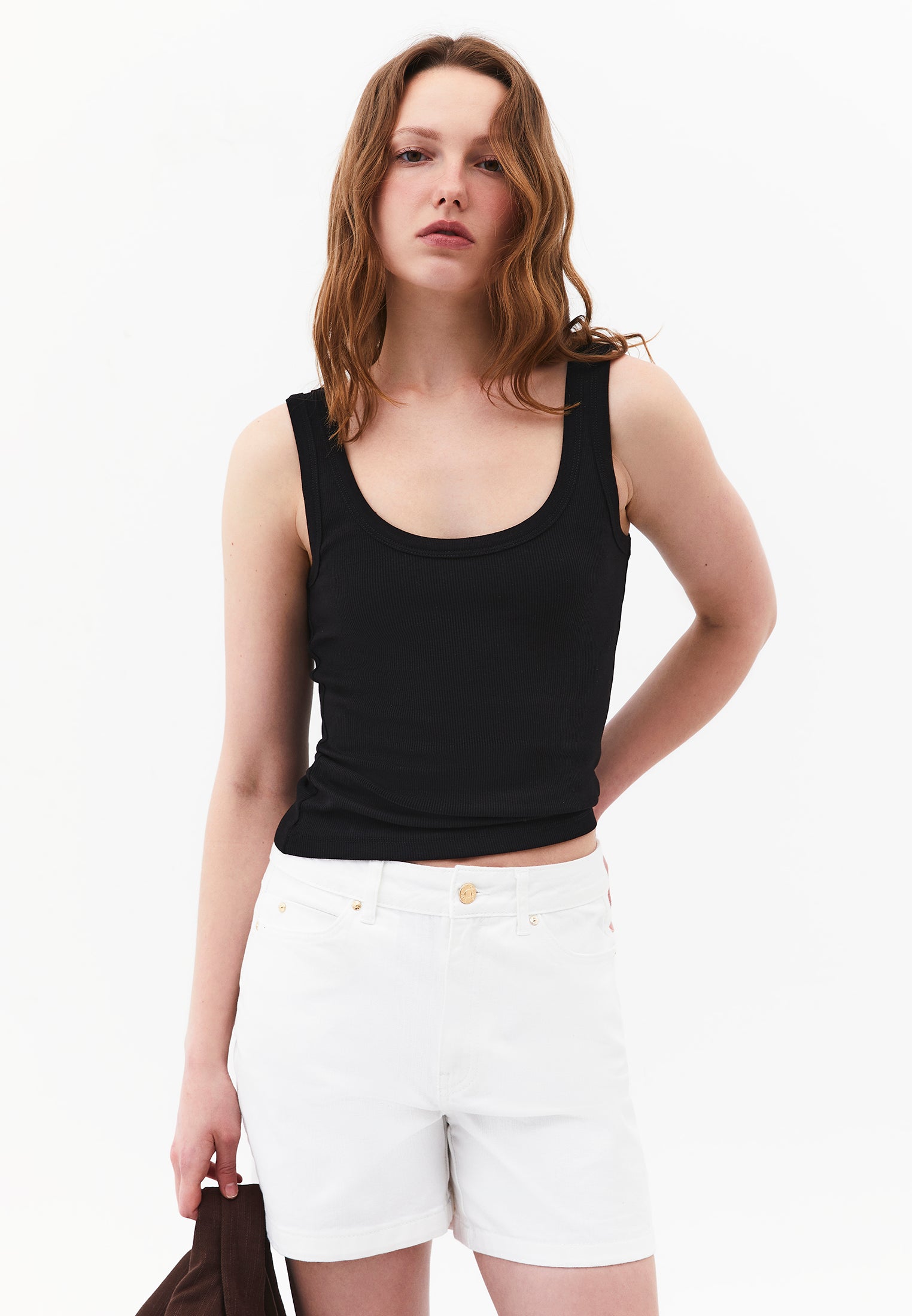 U Neck Bodycon Ribbed Tank Top - BLACKK
