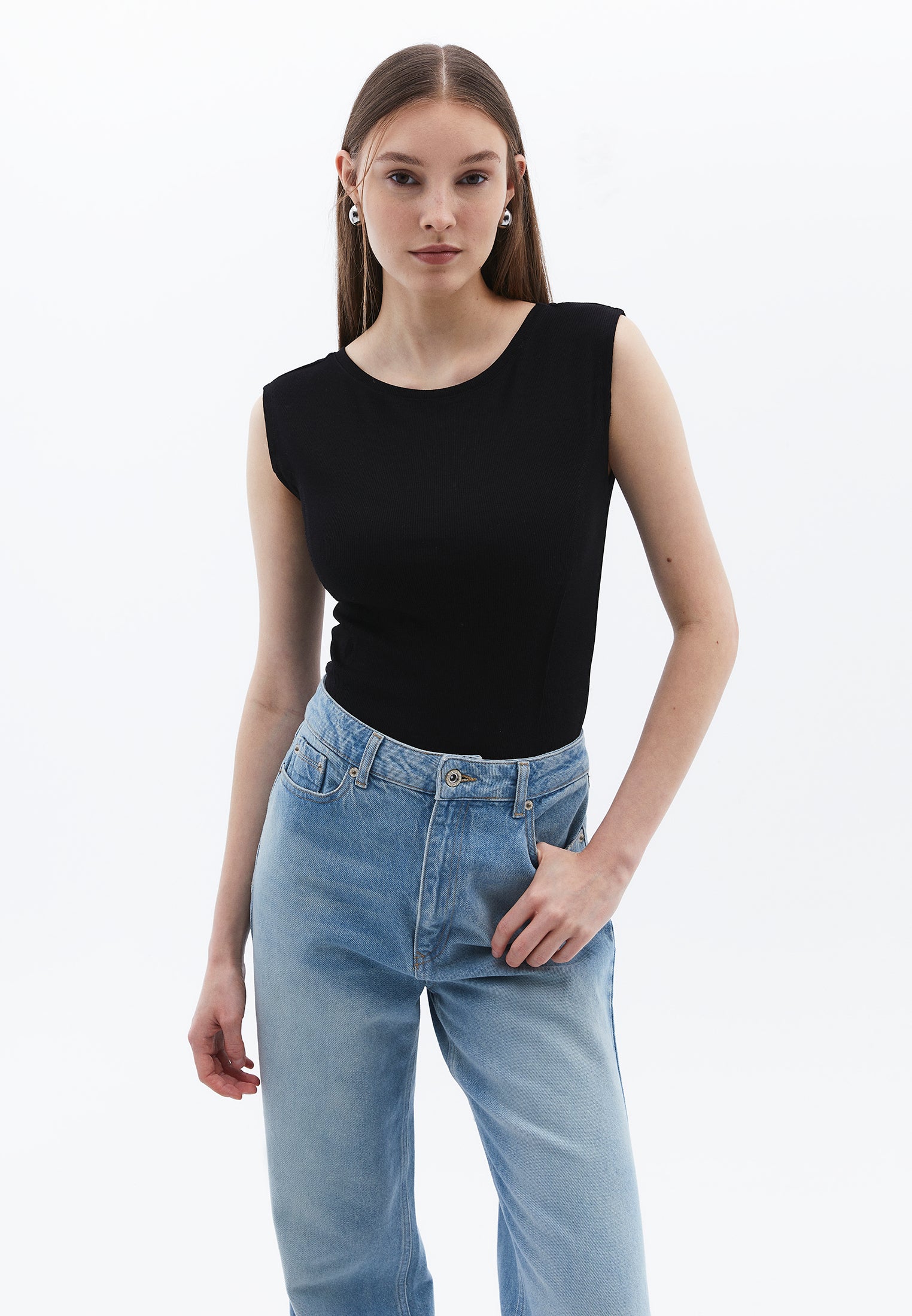Boat Neck T-Shirt - BLACK