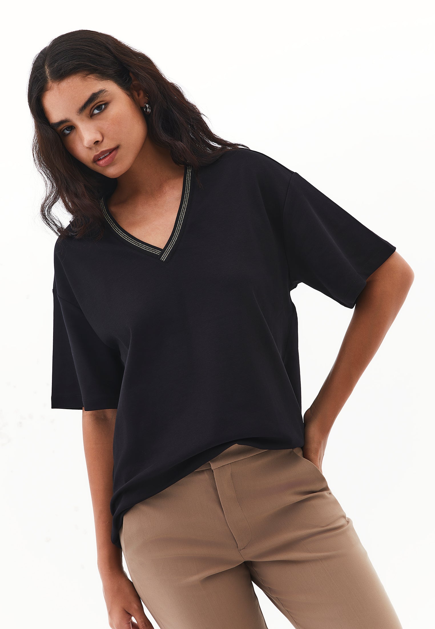 Oversize cotton t-shirt - BLACK