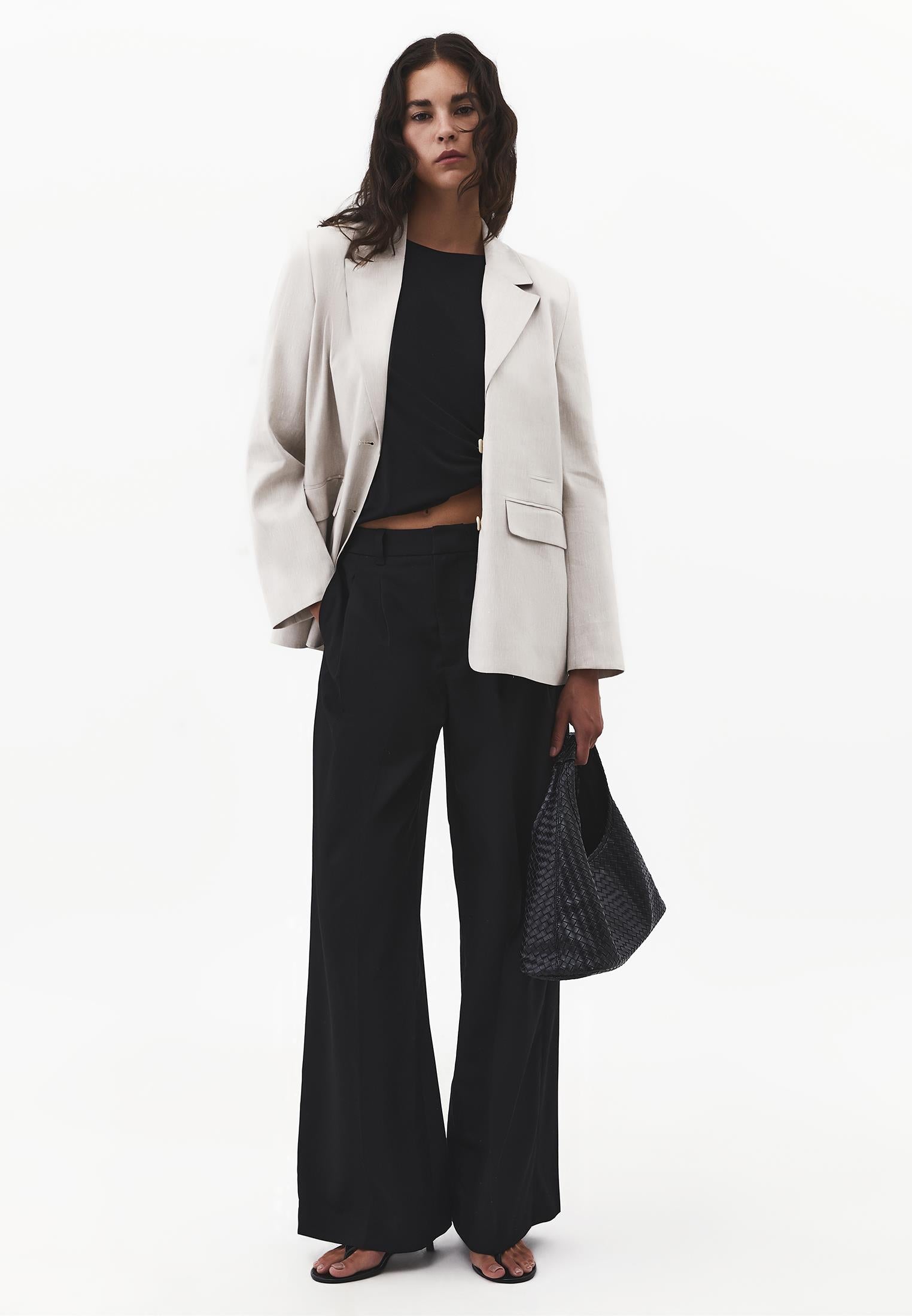 Wide Leg Wide Leg Pants - BLACK