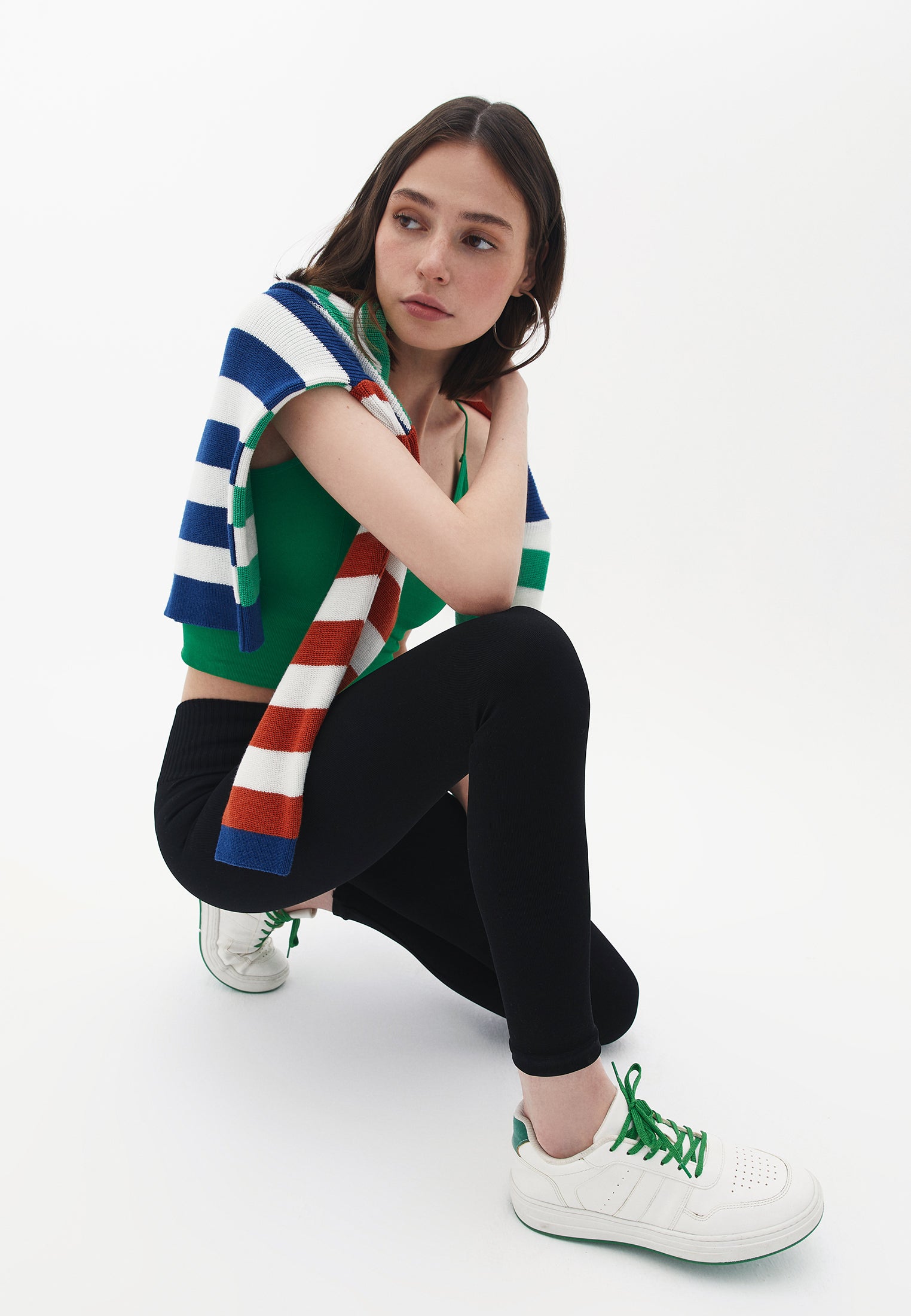 Seamless ankle high waist leggings - BLACK