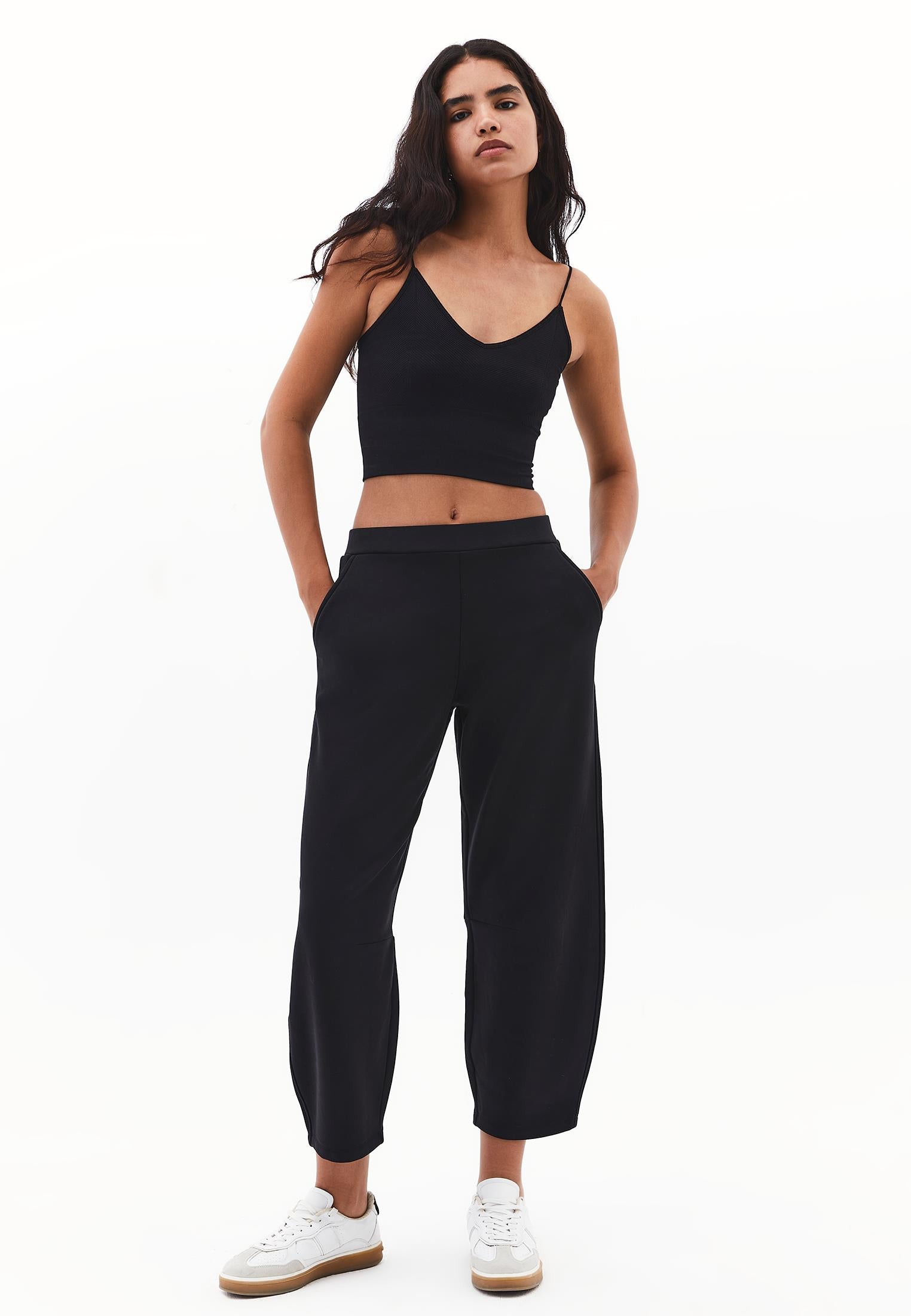 Barrel Leg Pants - BLACK