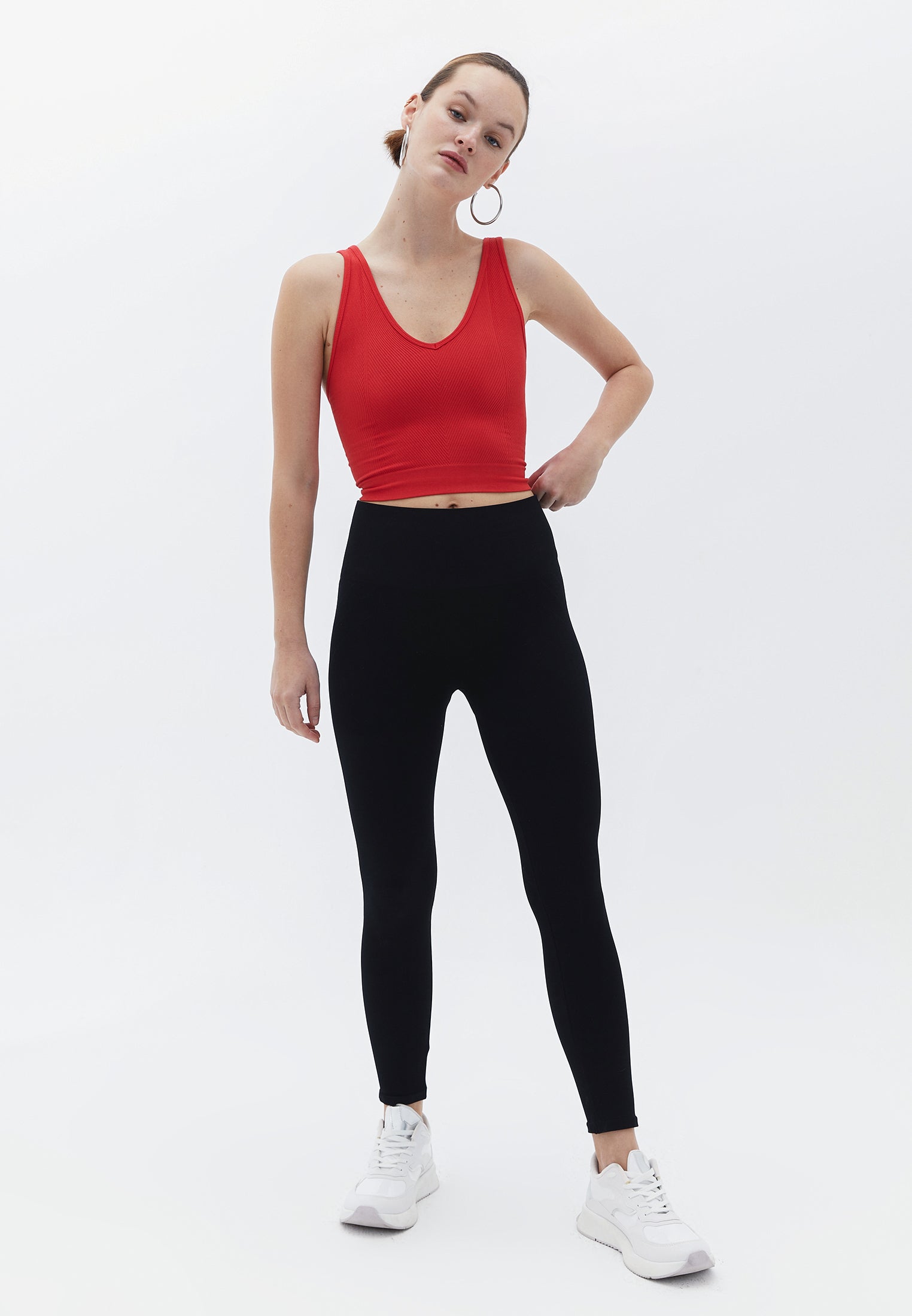 High waist ankle leggings - BLACK