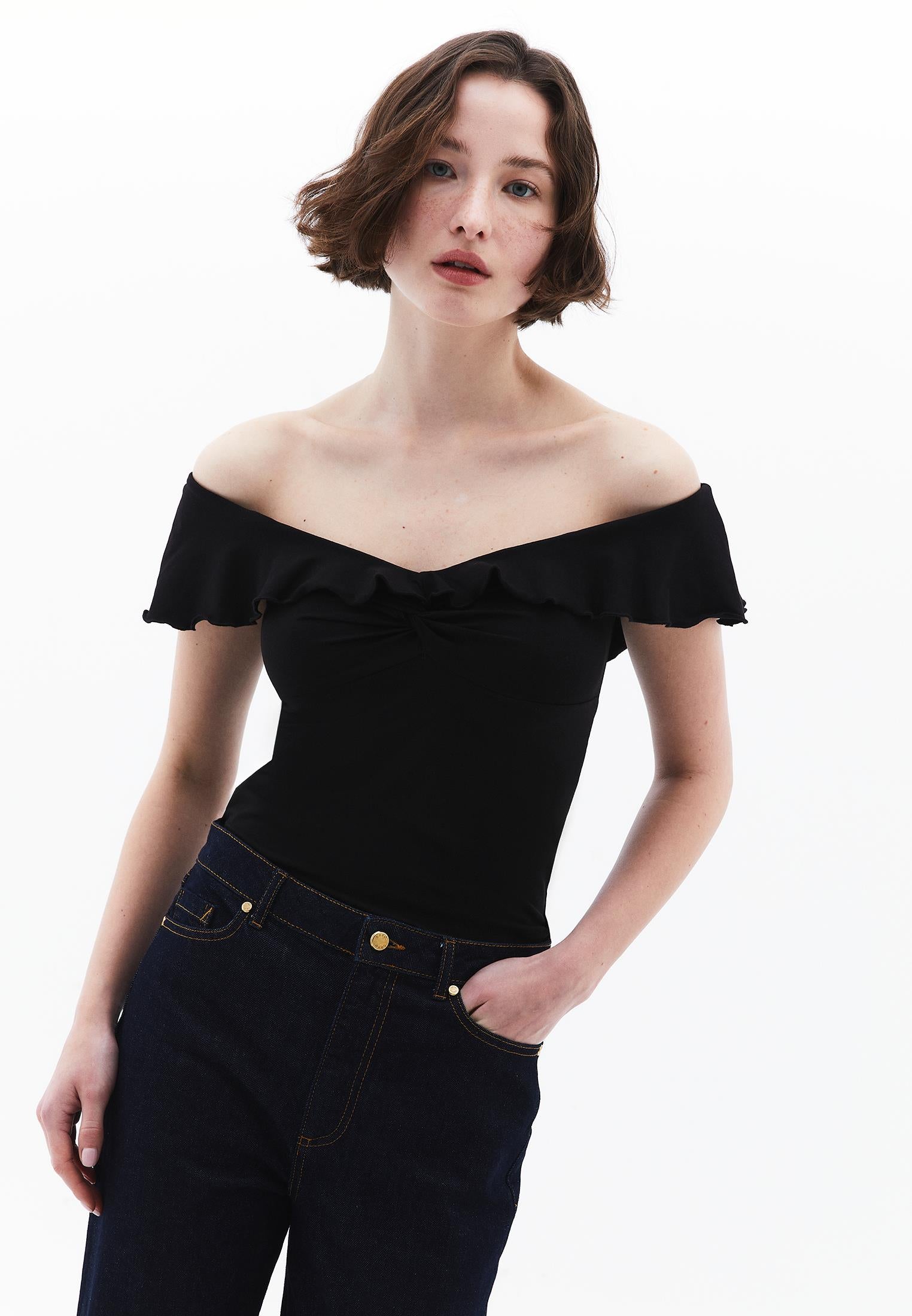 Asymmetric Blouse - BLACK
