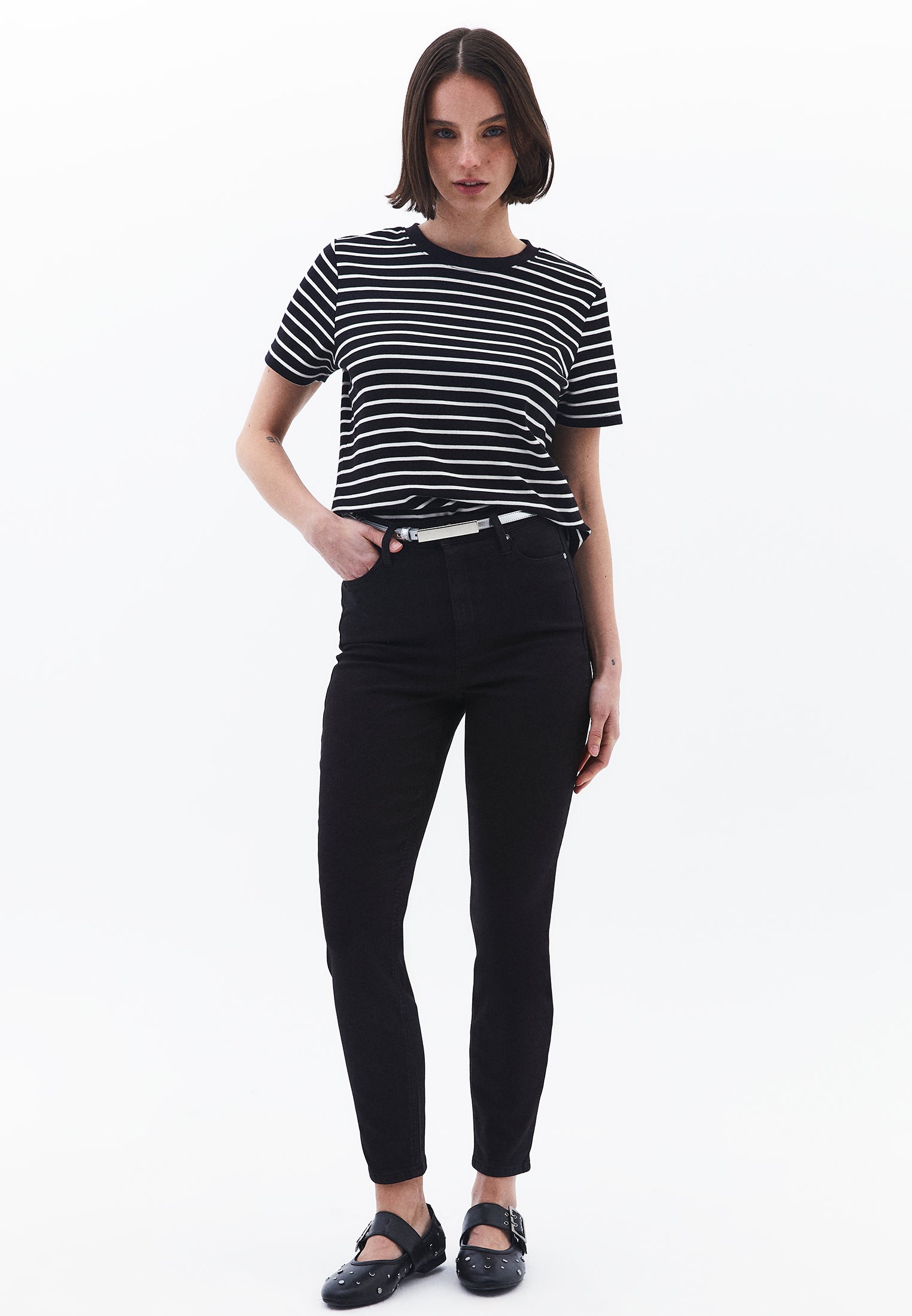 High waist skinny pants - BLACK