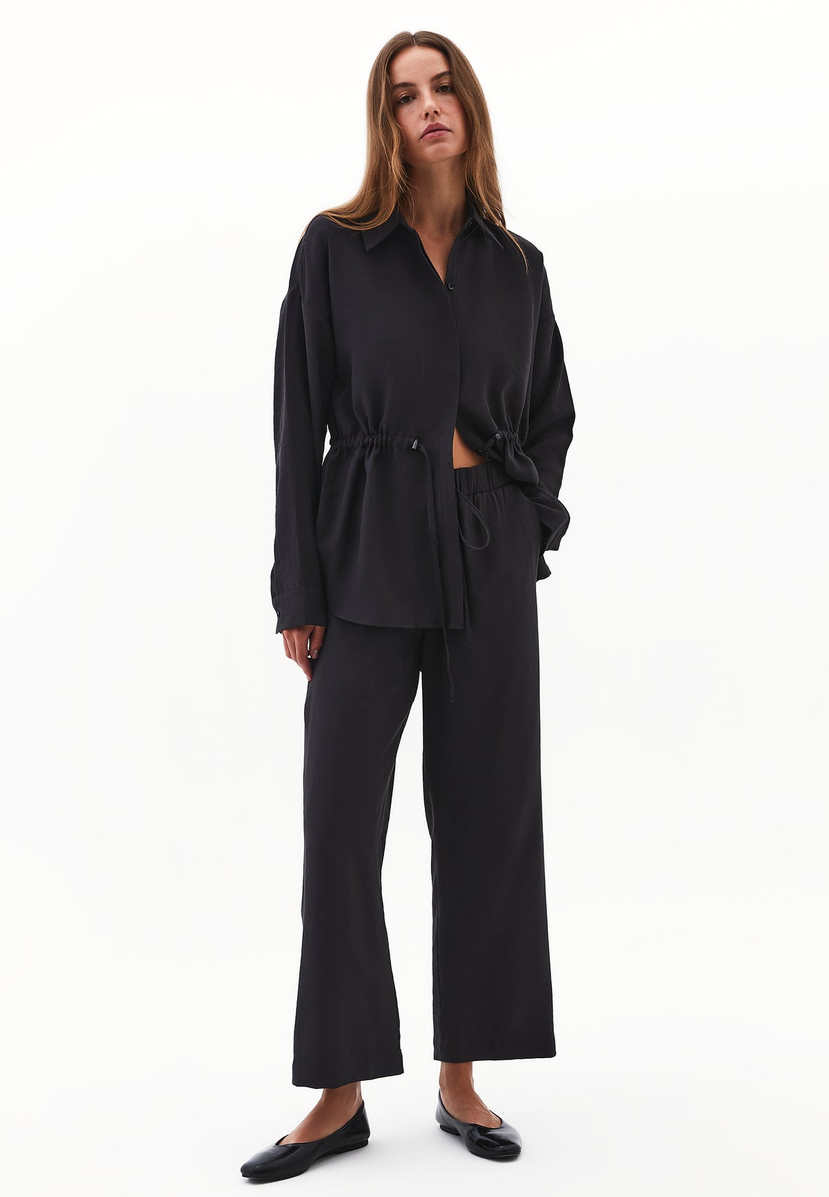 High Waist Elastic Pants - Black