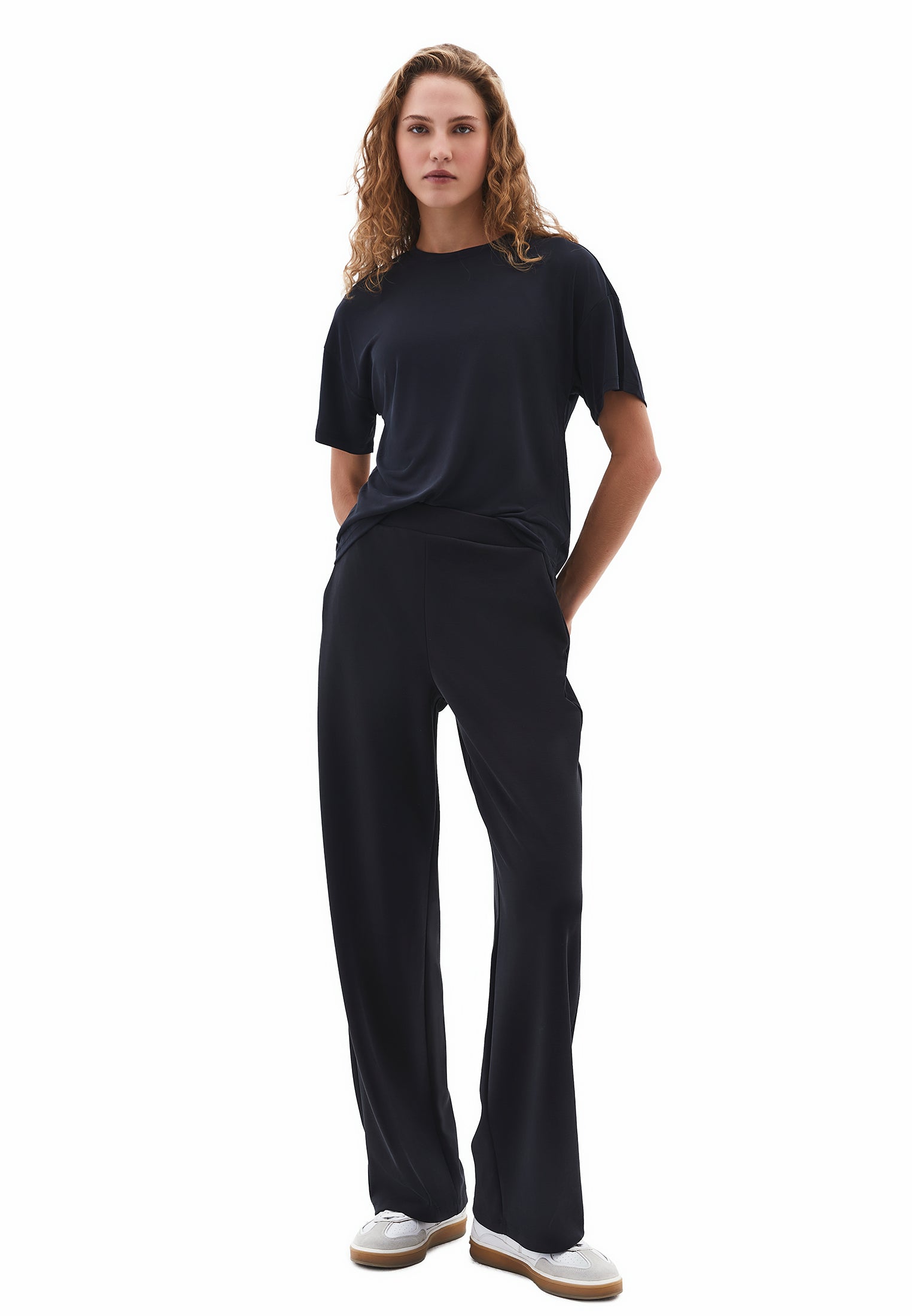 High waist flared trousers - BLACK
