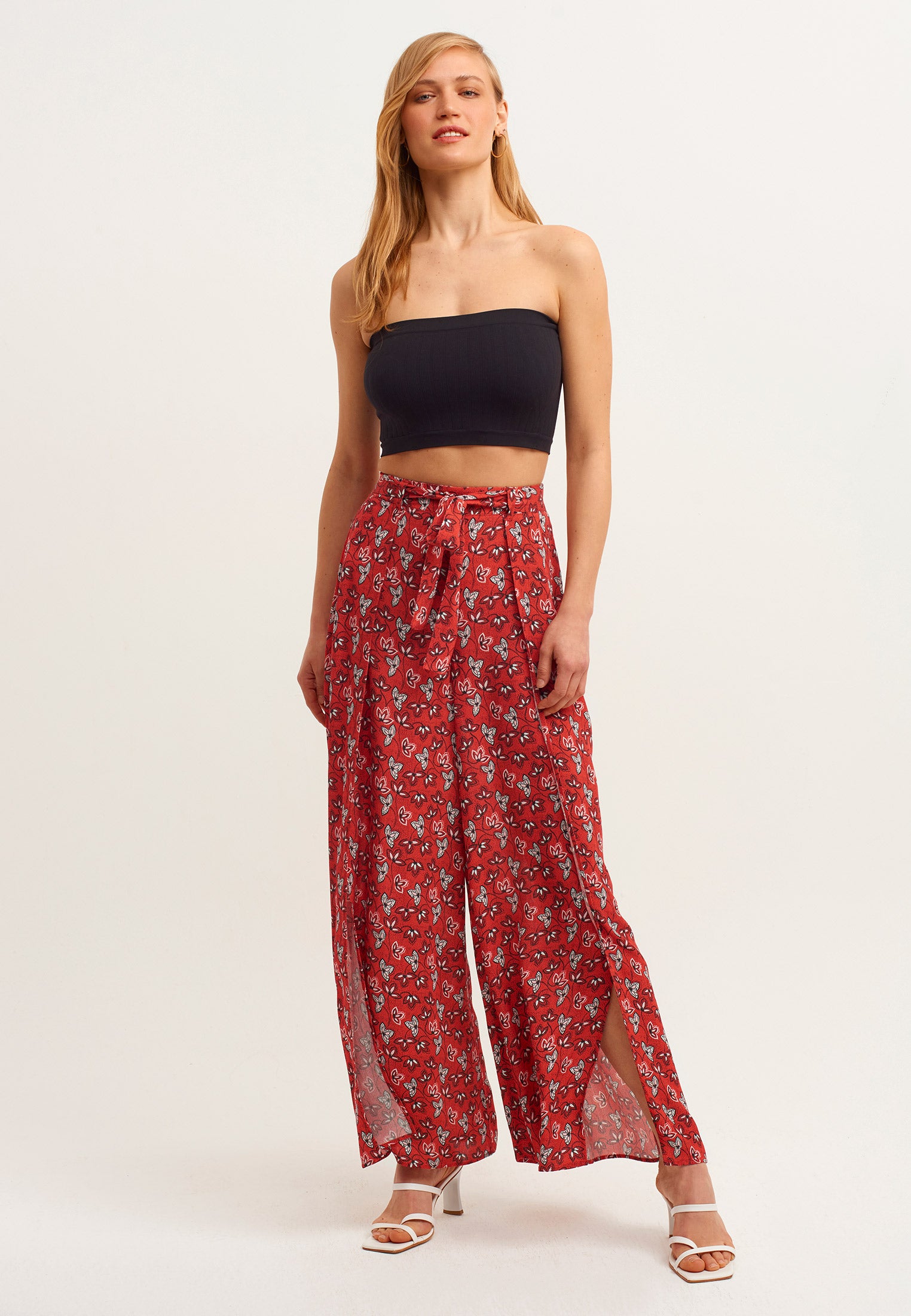 Square neck striped tank top - BLACK