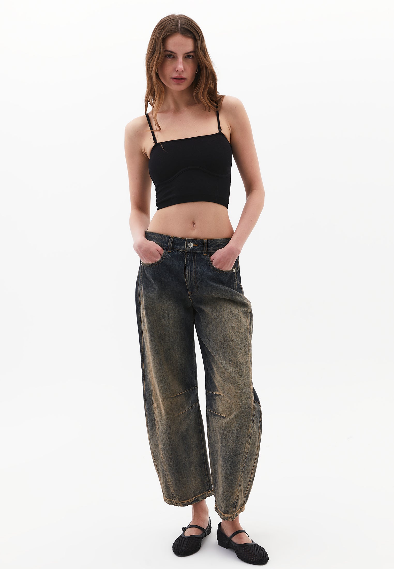 Jacquard Strapless Sleeveless Top - BLACK
