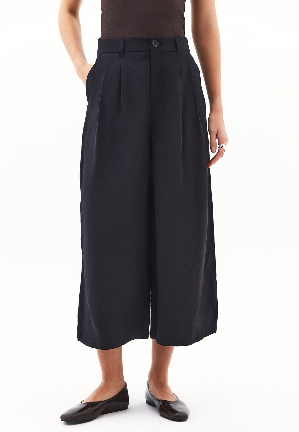 High Waist Wide Leg Pants - Black