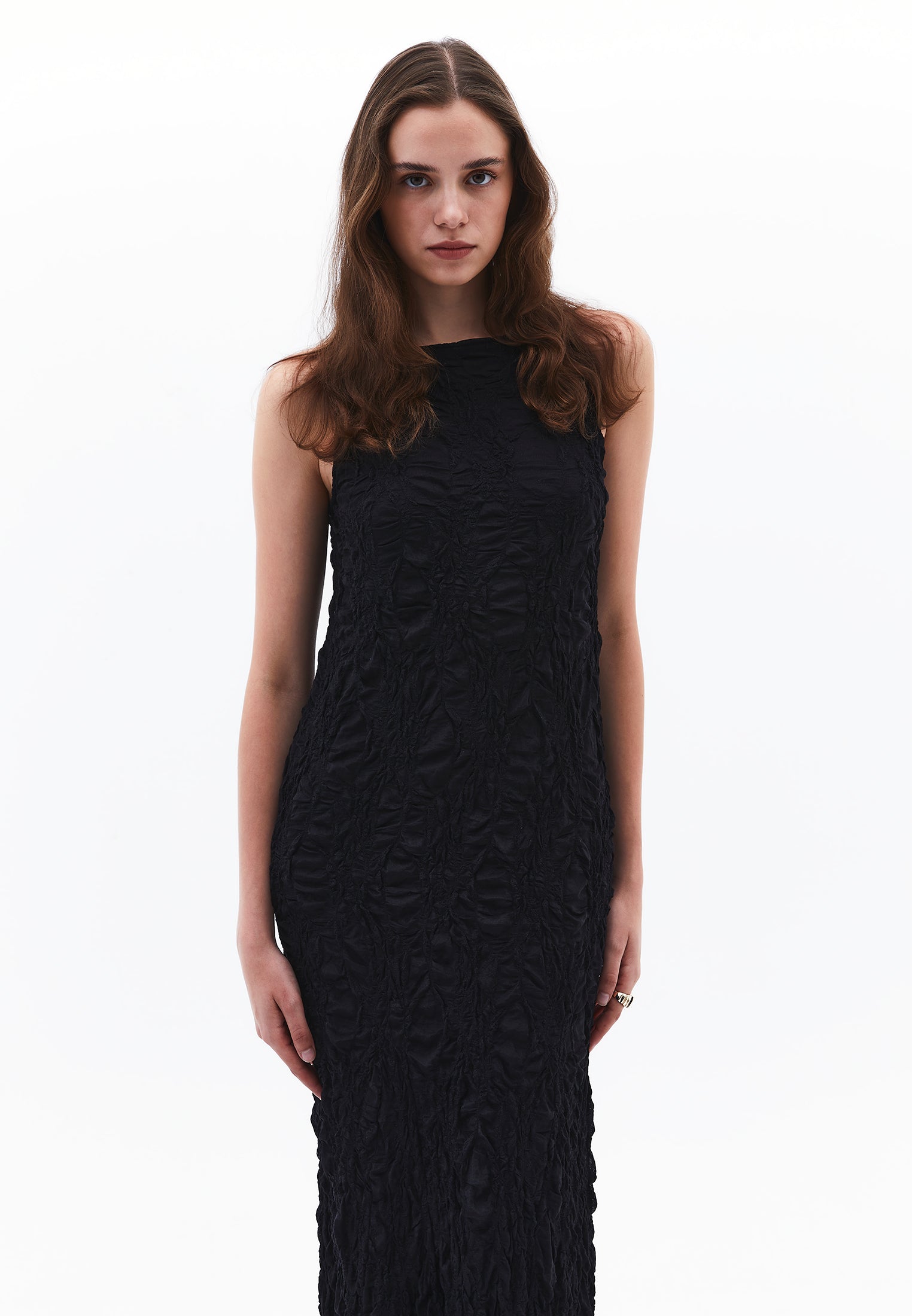 LACED LONG DRESS - BLACK